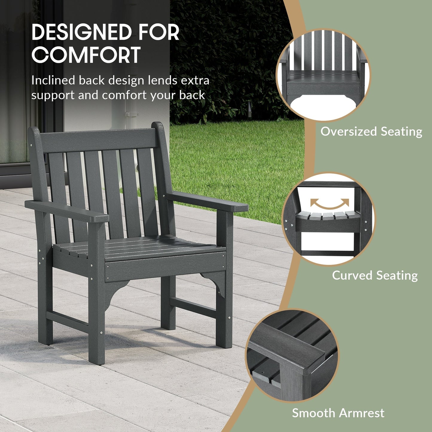 Ensemble de jardin 3 pièces Polytrends Laguna avec fauteuils et table d'appoint