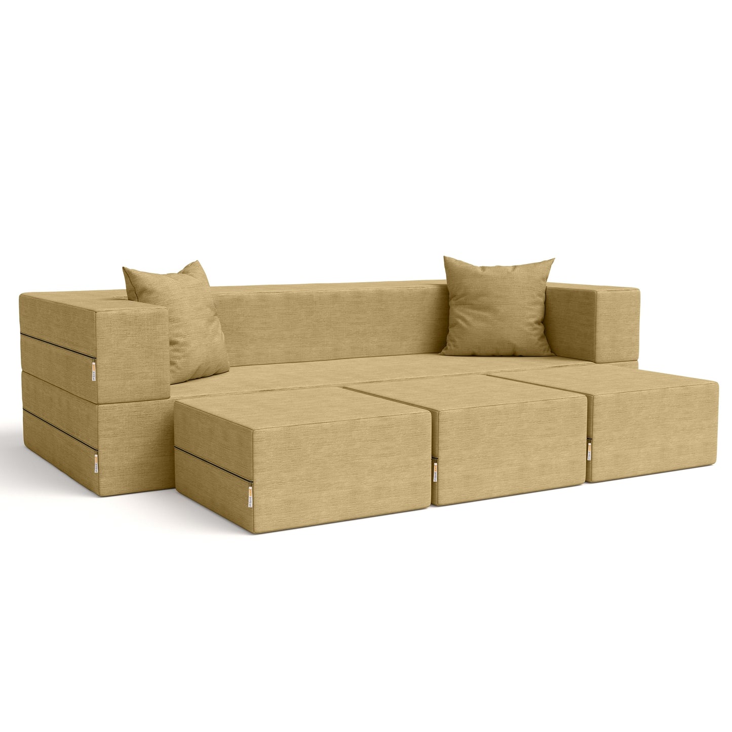 Canapé-lit convertible California King et poufs Porch & Den