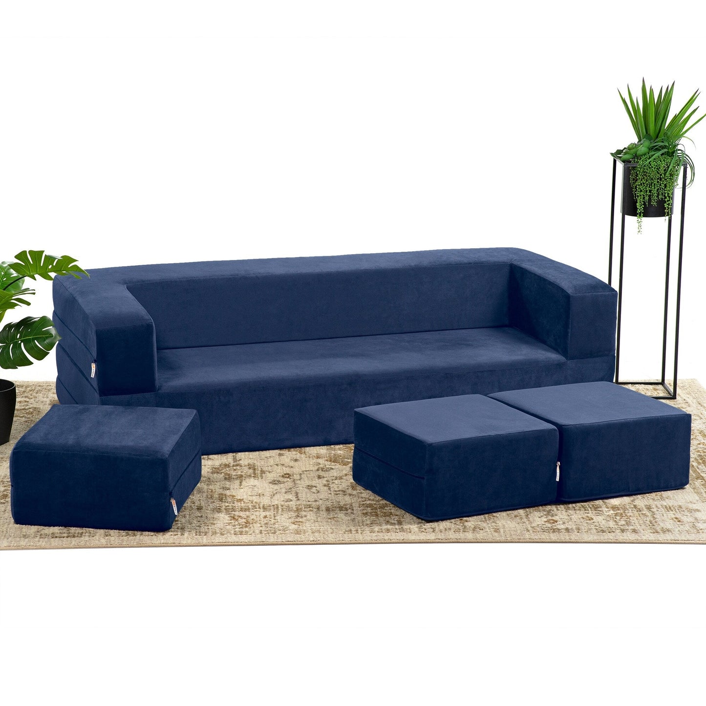 Canapé-lit convertible California King et poufs Porch & Den