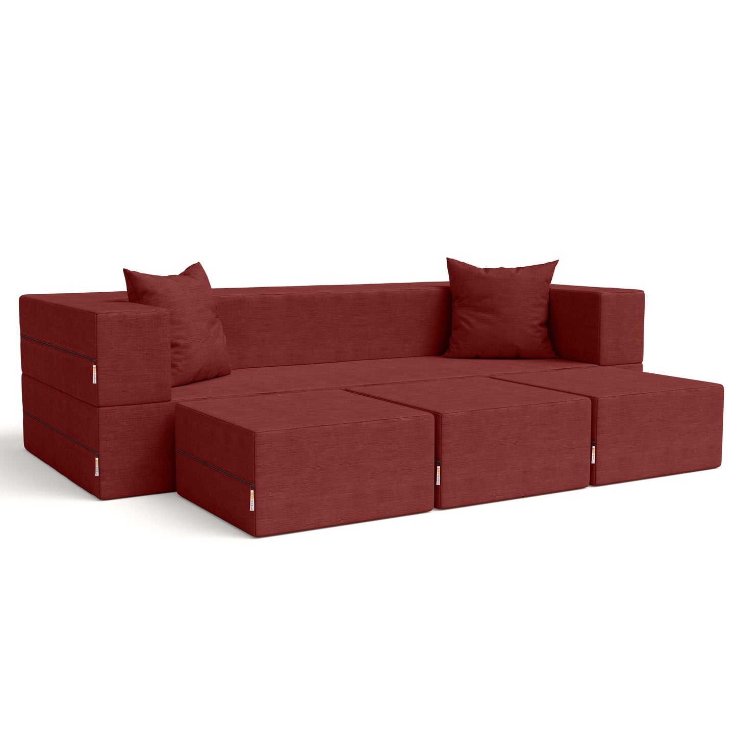 Canapé-lit convertible California King et poufs Porch & Den