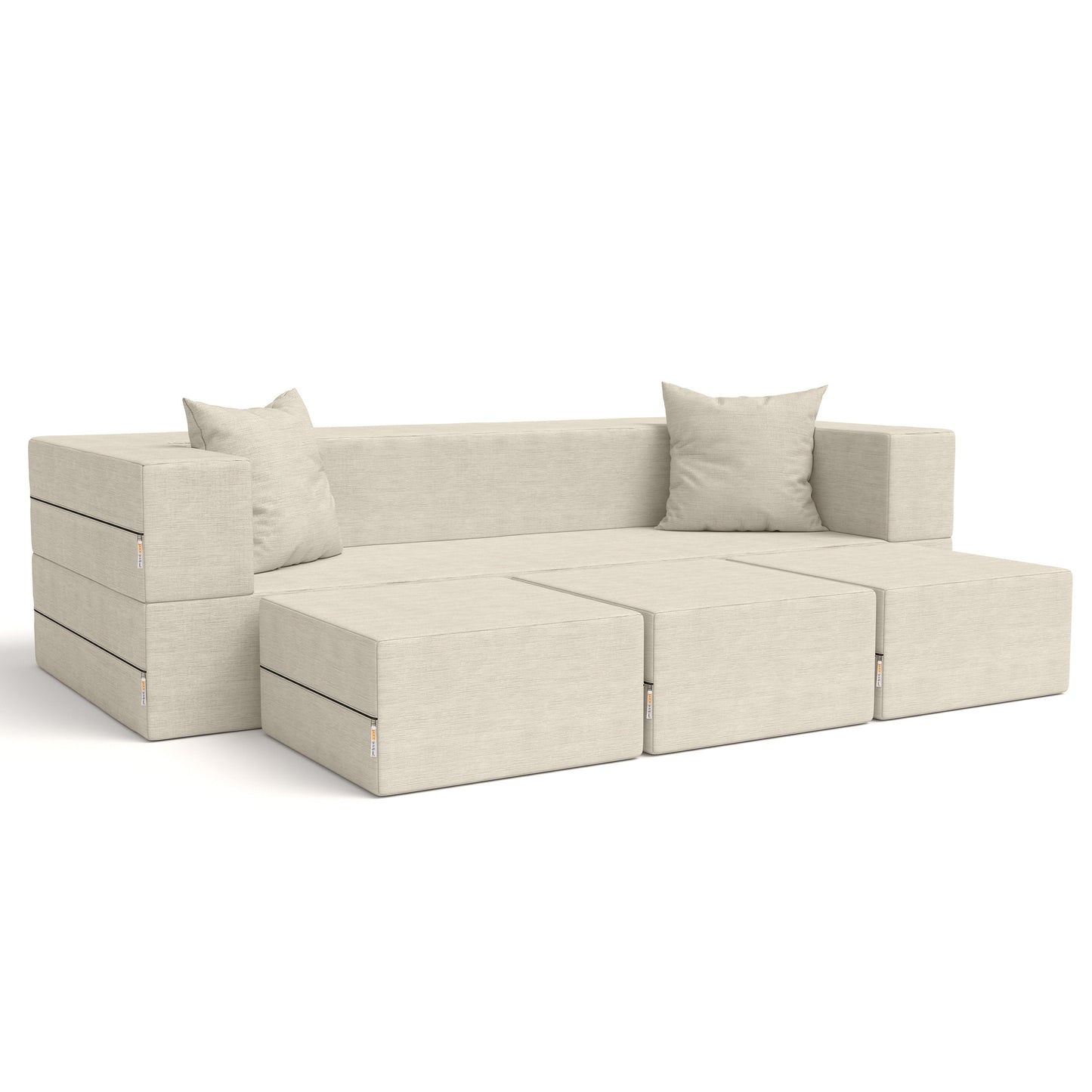 Canapé-lit convertible California King et poufs Porch & Den