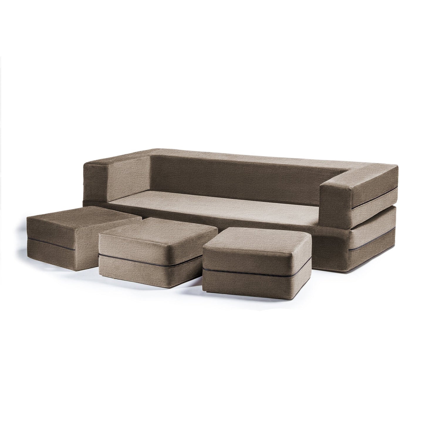 Canapé-lit convertible California King et poufs Porch & Den