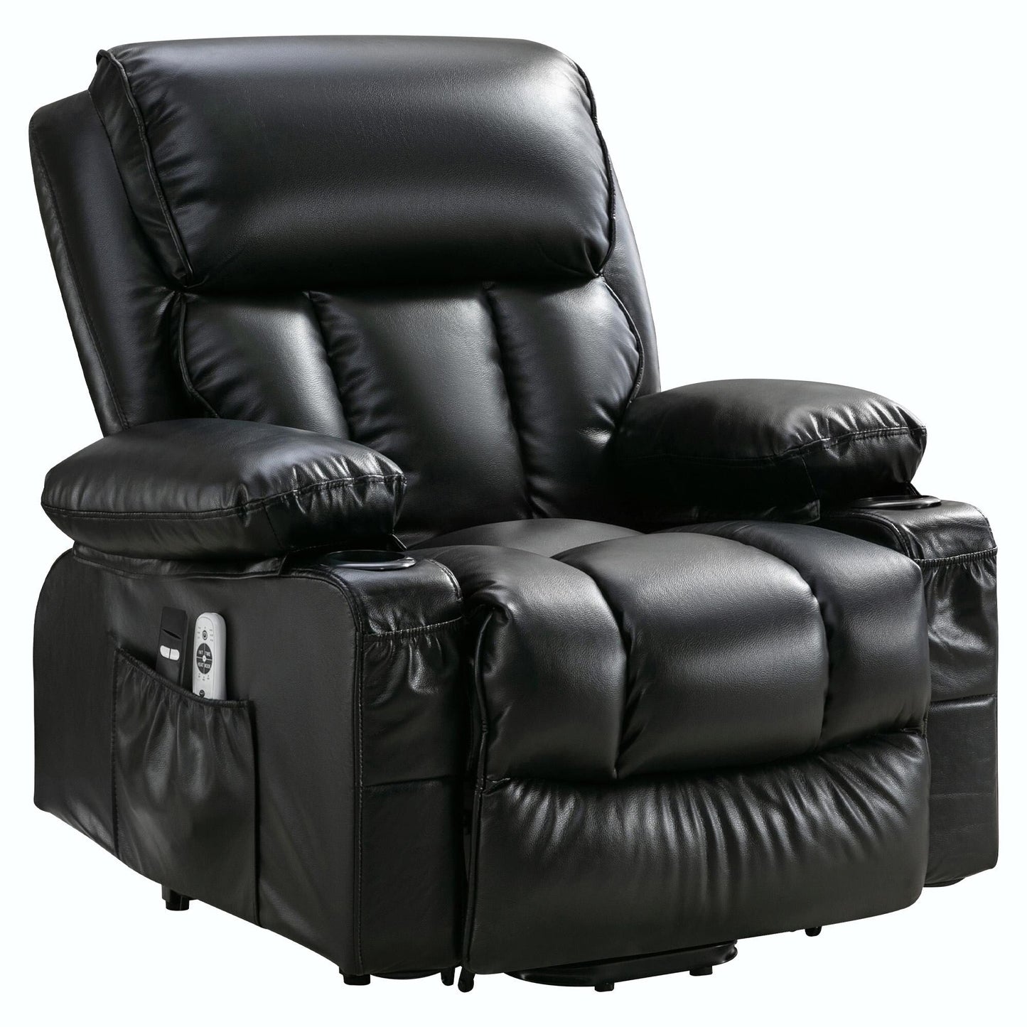 Fauteuil de massage électrique avec fonctions chauffantes et vibrantes, cuir polaire et port USB