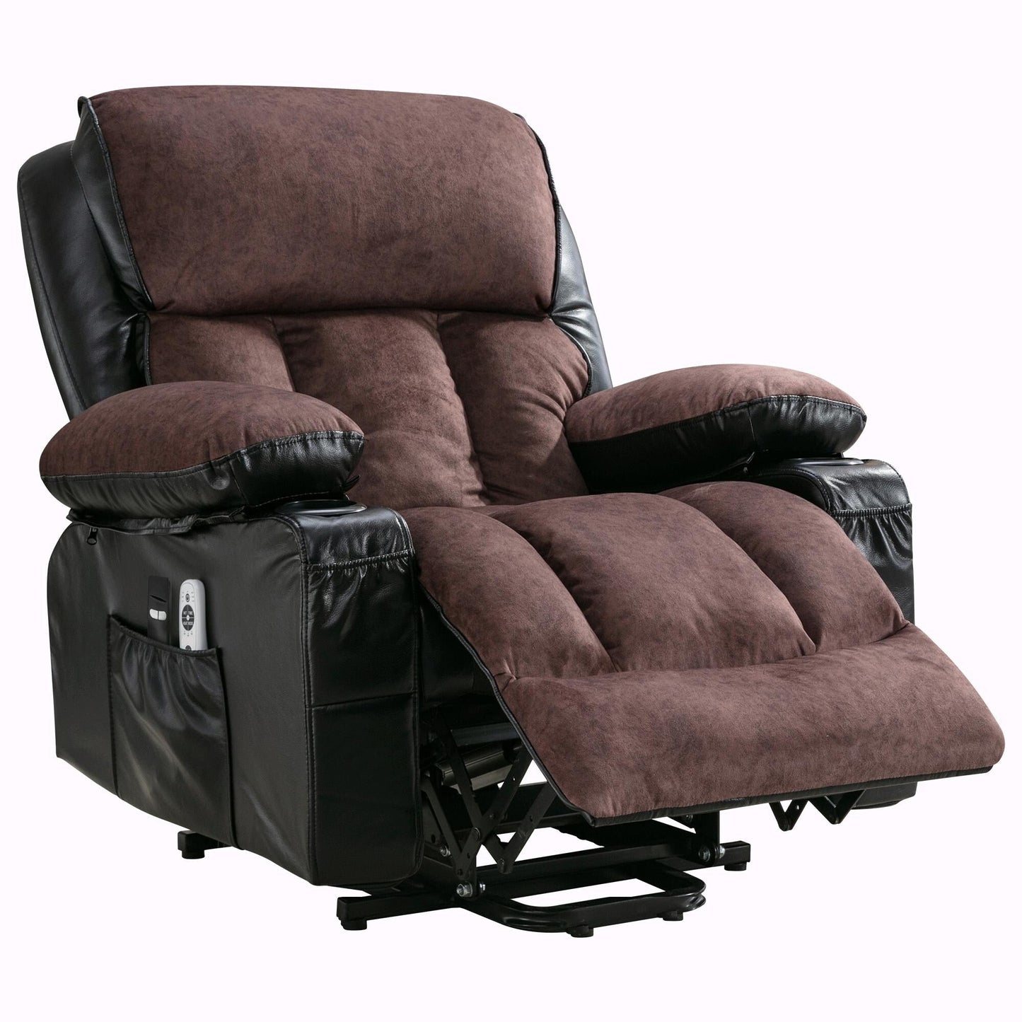 Fauteuil de massage électrique avec fonctions chauffantes et vibrantes, cuir polaire et port USB