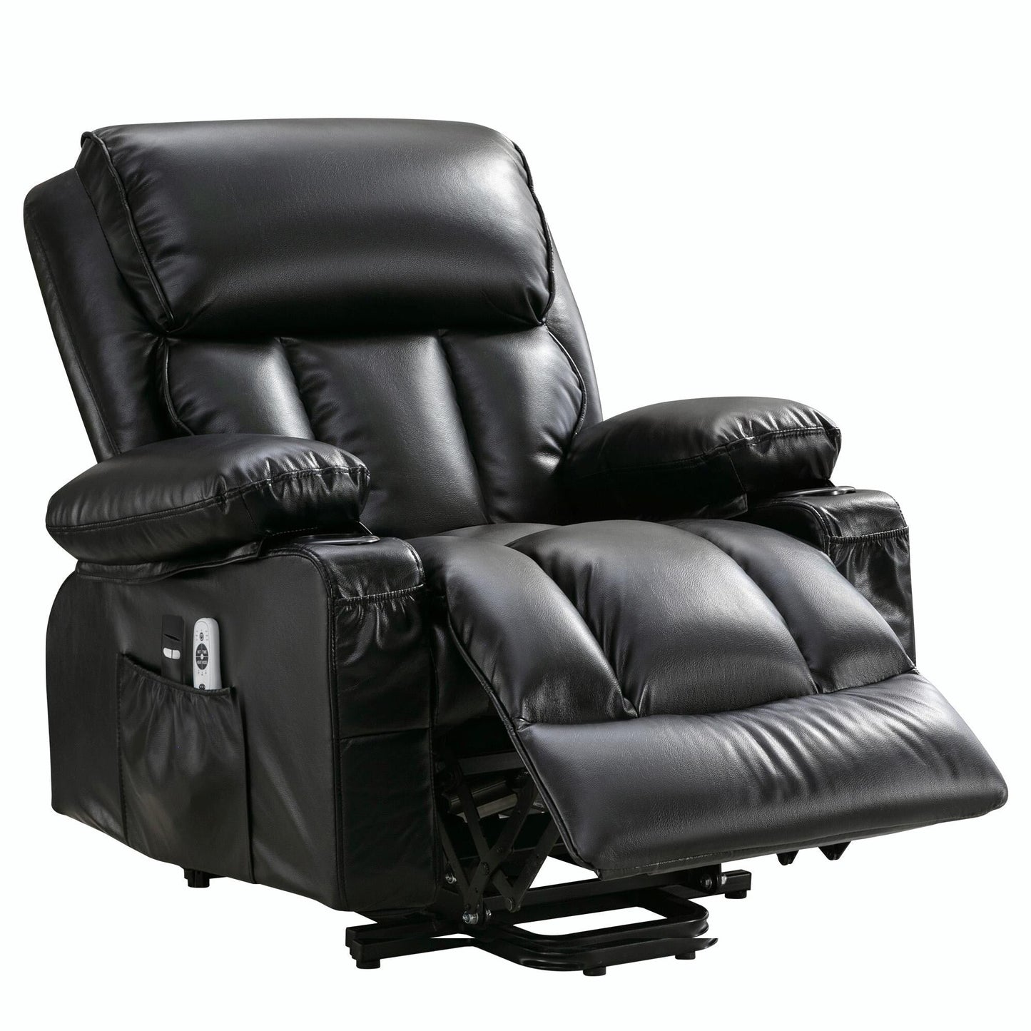 Fauteuil de massage électrique avec fonctions chauffantes et vibrantes, cuir polaire et port USB