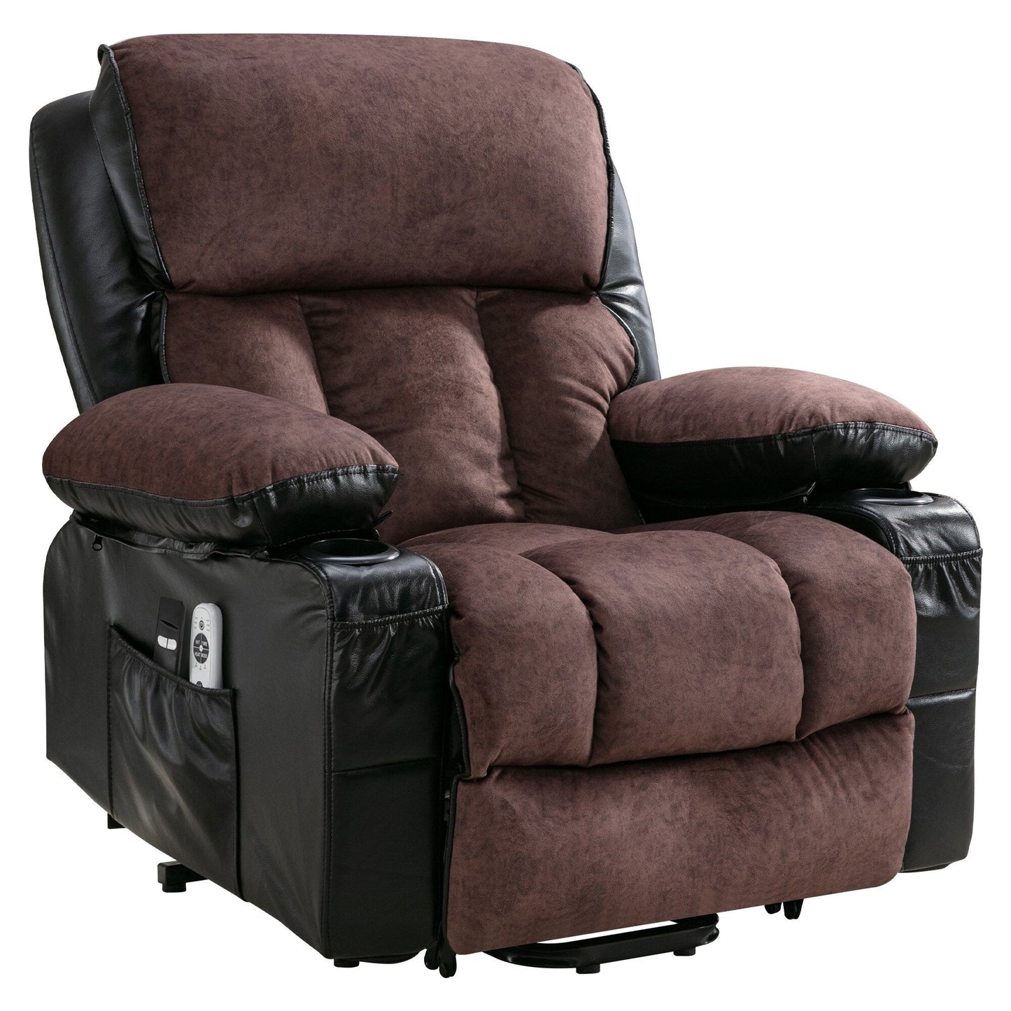 Fauteuil de massage électrique releveur pour personnes âgées, avec fonctions chauffantes et vibrantes, cuir polaire et port USB