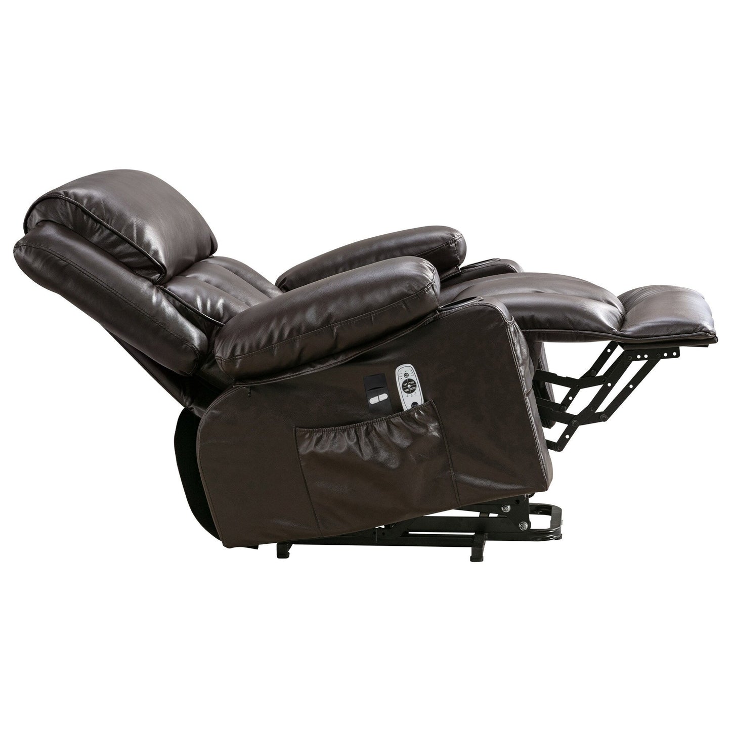 Fauteuil inclinable en similicuir avec relevage électrique, massage, chauffage et port USB