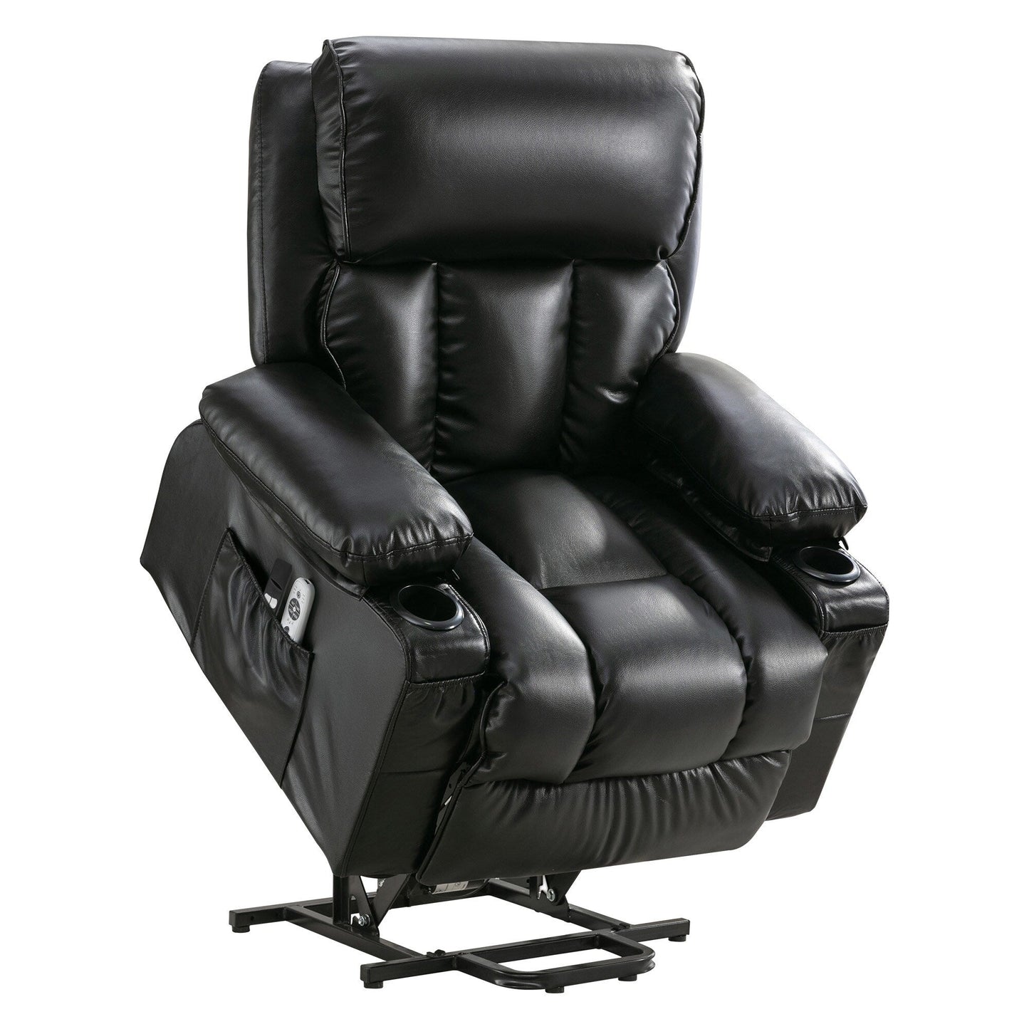 Fauteuil inclinable en similicuir avec relevage électrique, massage, chauffage et port USB