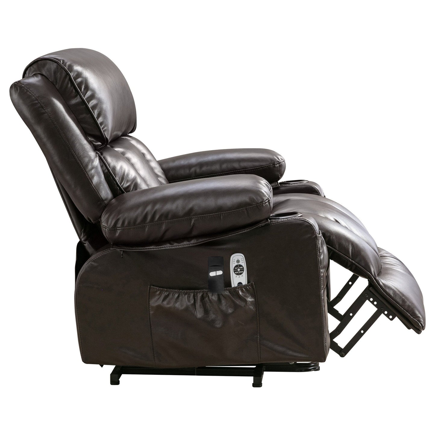 Fauteuil inclinable en similicuir avec relevage électrique, massage, chauffage et port USB