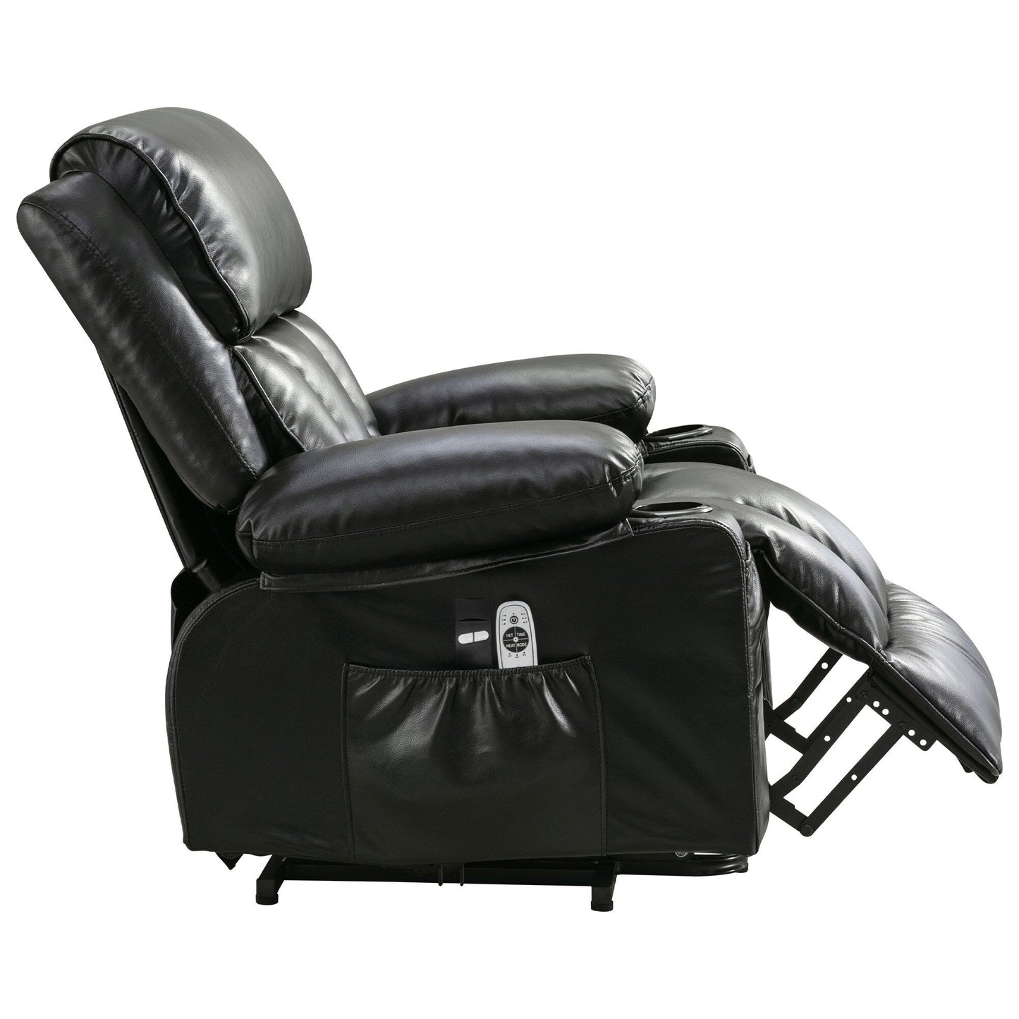 Fauteuil inclinable en similicuir avec relevage électrique, massage, chauffage et port USB