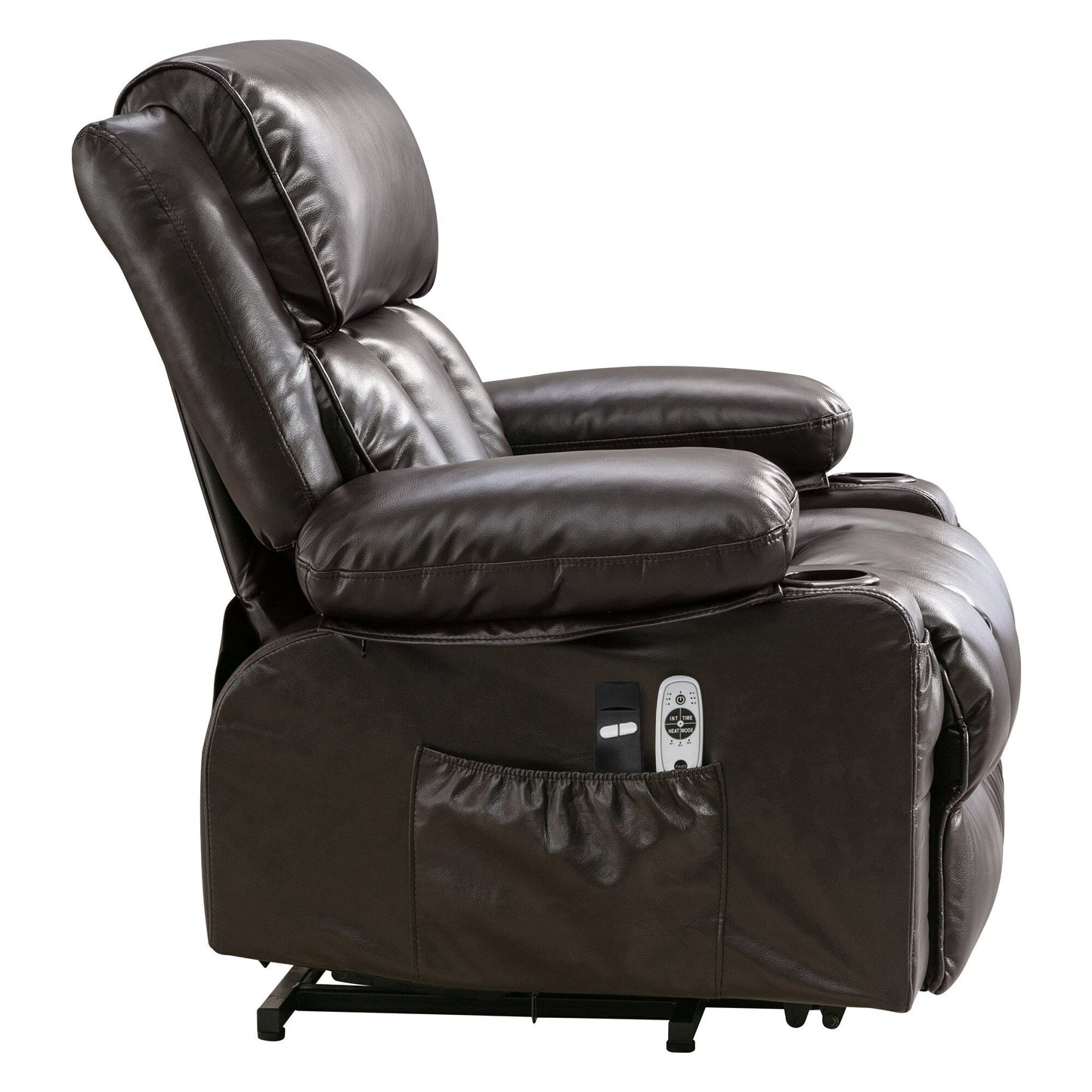 Fauteuil inclinable en similicuir avec relevage électrique, massage, chauffage et port USB
