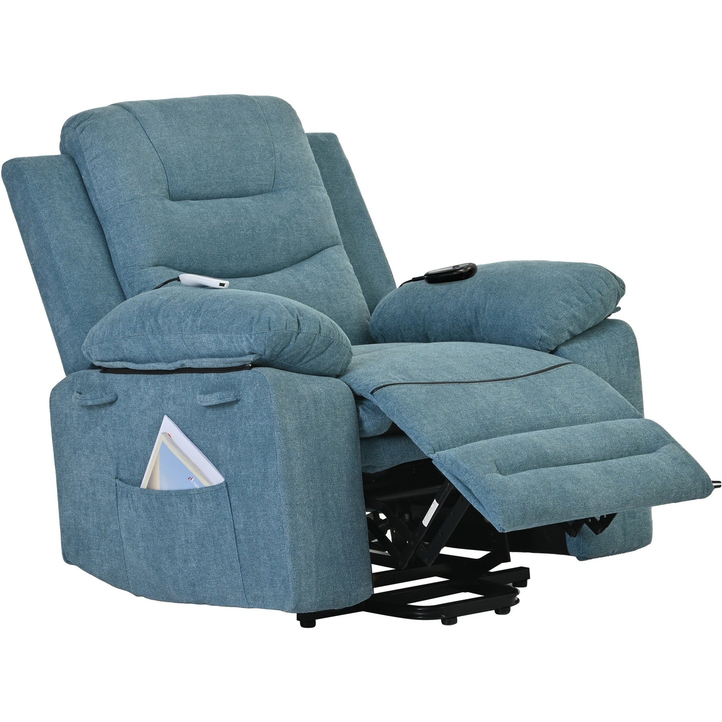 Fauteuil inclinable électrique pour personnes âgées, fonctions de massage et de chauffage réglables, inclinaison infinie, poche latérale