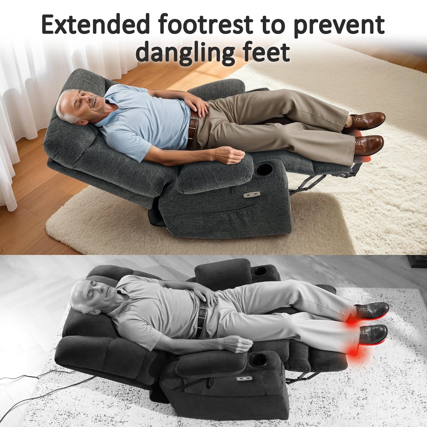 Fauteuil inclinable électrique pour personnes âgées, tissu