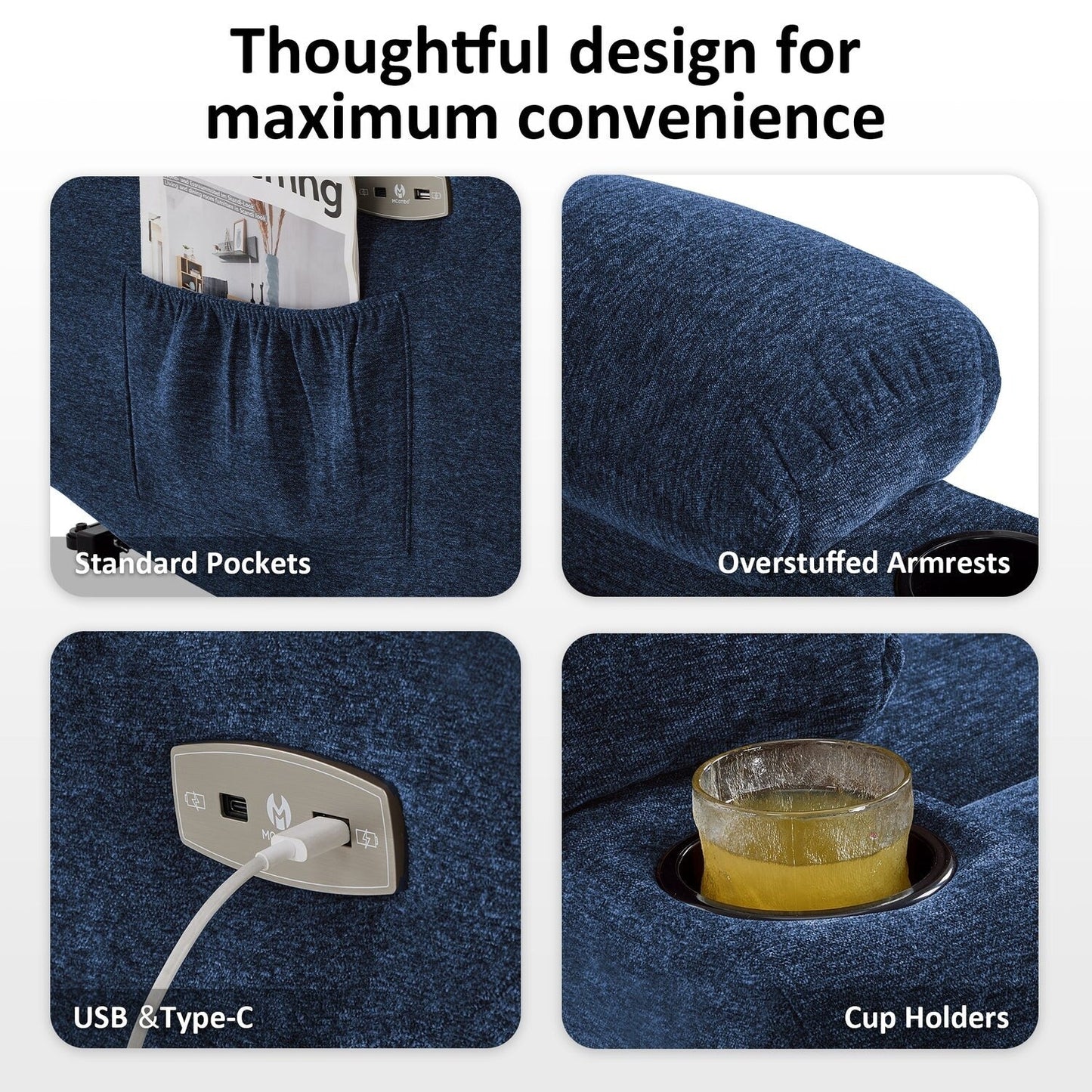 Fauteuil inclinable électrique pour personnes âgées, tissu