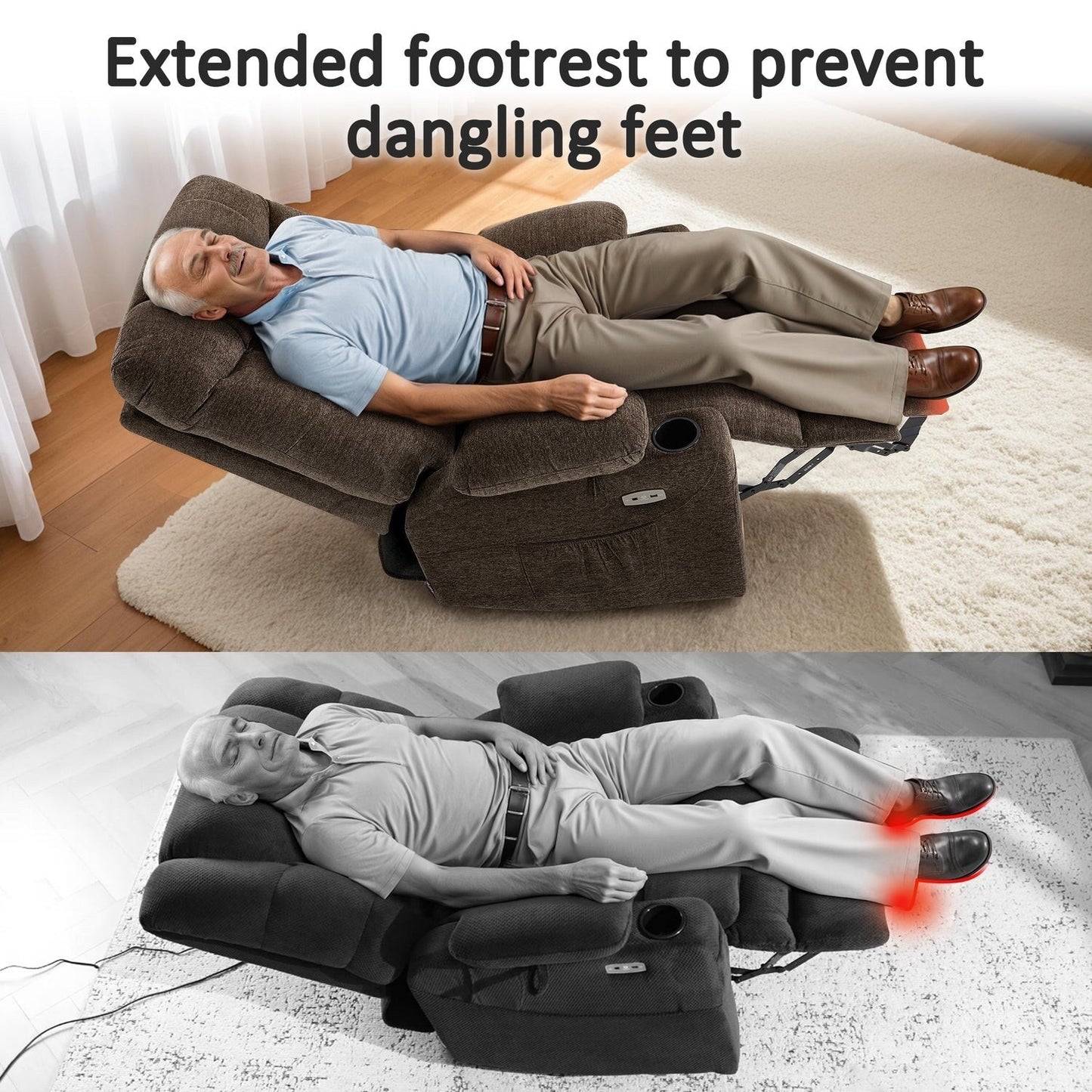 Fauteuil inclinable électrique pour personnes âgées, tissu