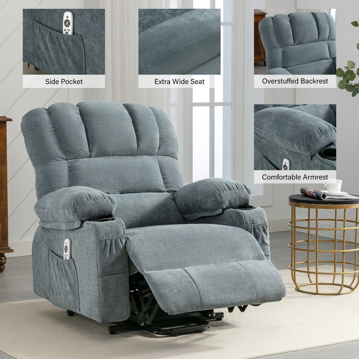 Fauteuil inclinable électrique pour personnes âgées, fauteuil inclinable avec massage thermique