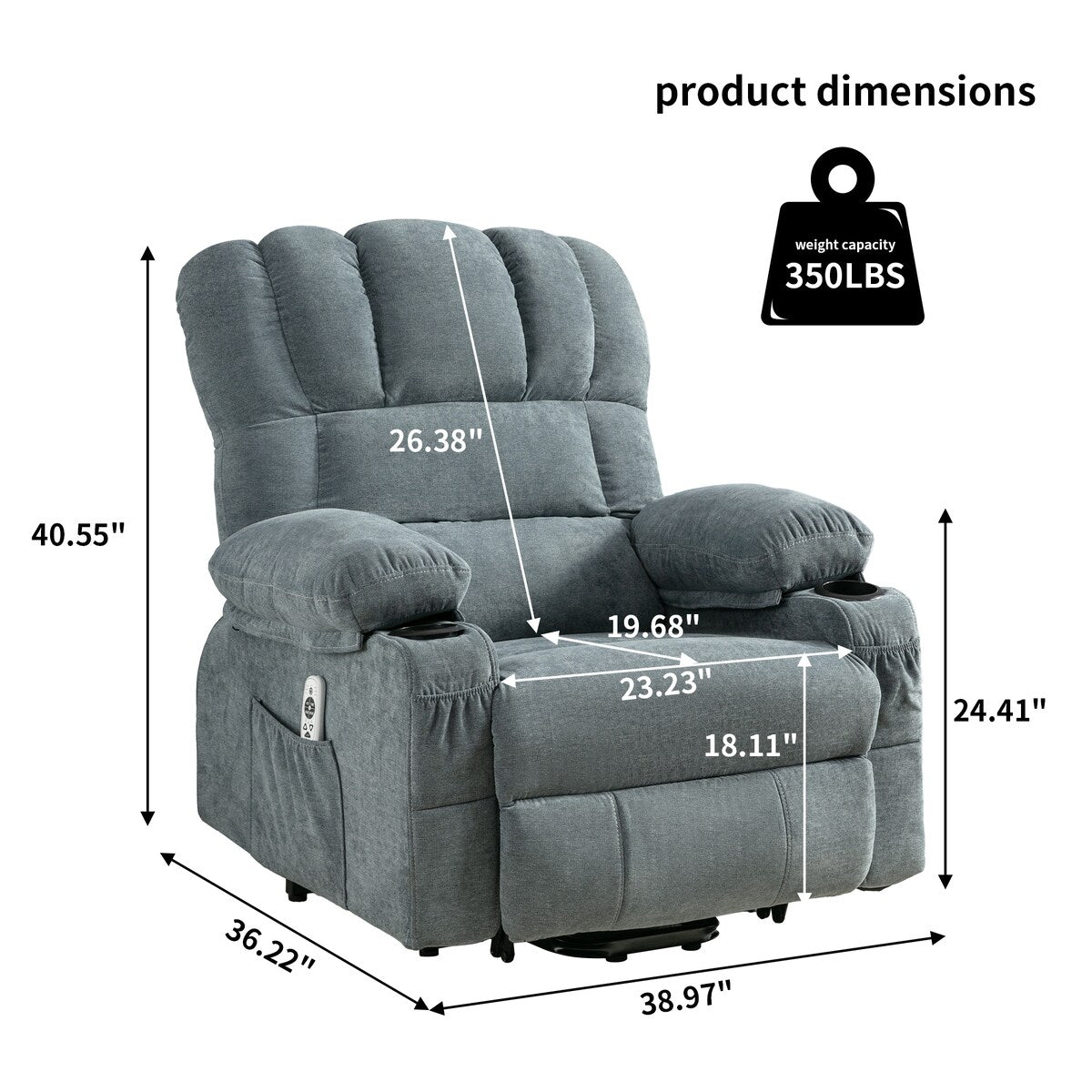 Fauteuil inclinable électrique pour personnes âgées, fauteuil inclinable avec massage thermique