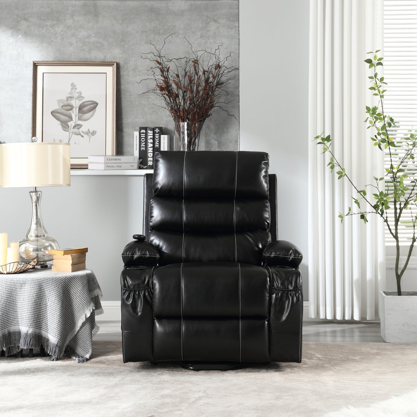 Fauteuil inclinable électrique avec massage 4 directions, chauffage et minuterie