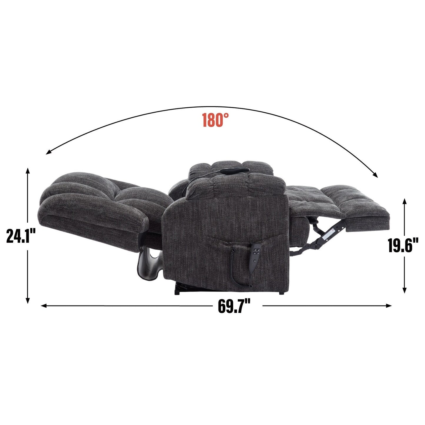 Fauteuil inclinable électrique avec double moteur, massage et chauffage (chenille)