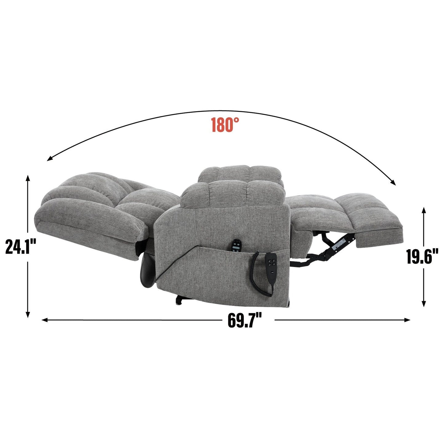 Fauteuil inclinable électrique avec double moteur, massage et chauffage (chenille)