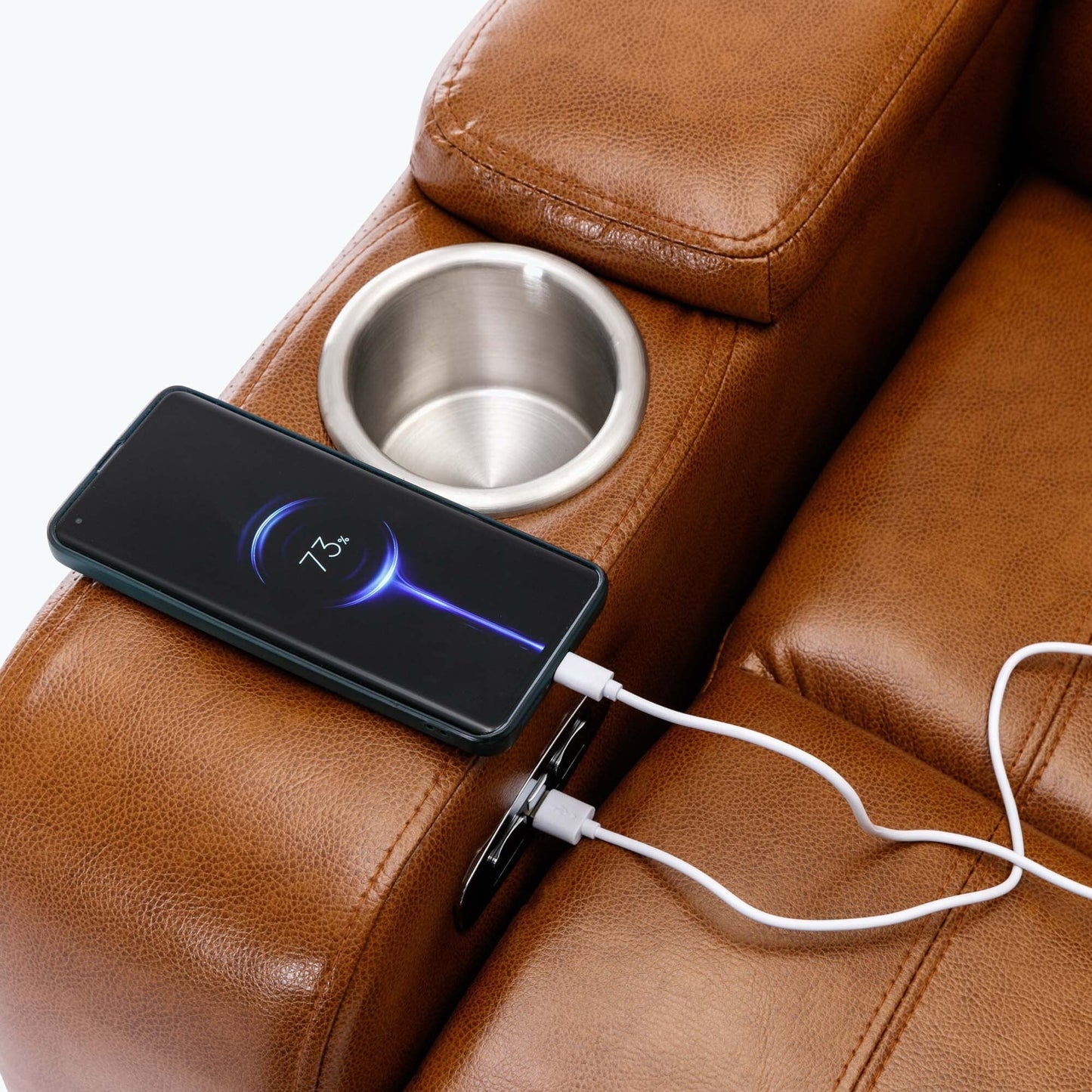Fauteuil inclinable électrique avec port de chargement USB et rangement dissimulé des accoudoirs, avec porte-gobelet pratique et chaîne stéréo