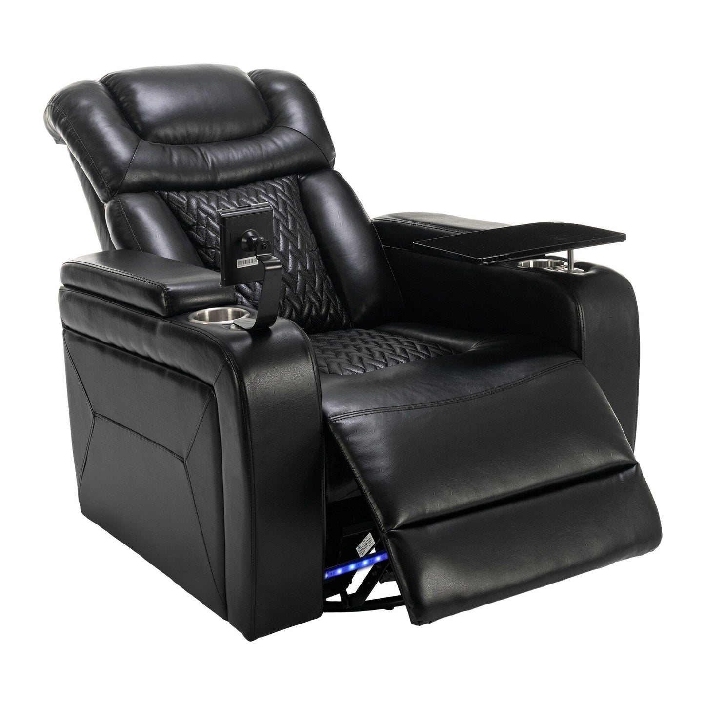 Fauteuil inclinable électrique pivotant à 270°, plateau, port USB et porte-gobelets