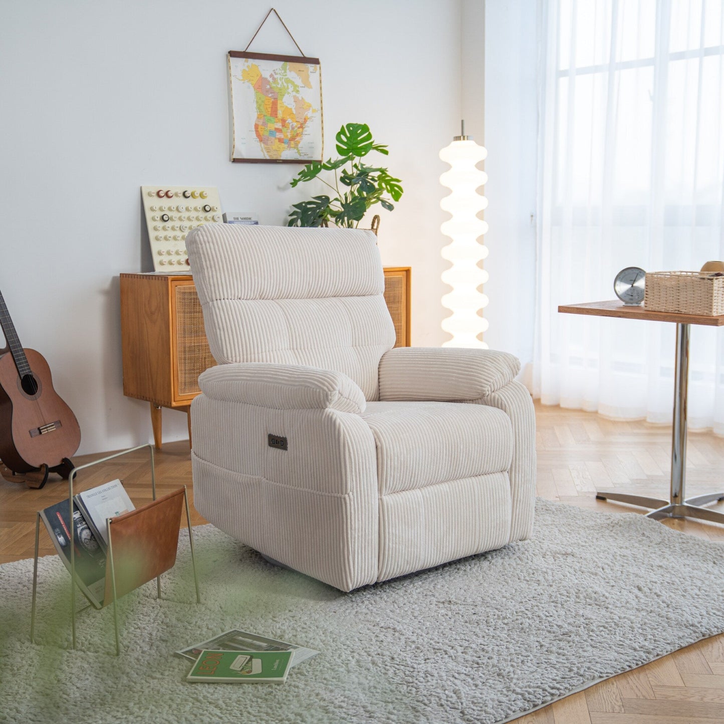 Fauteuil inclinable pivotant électrique avec port USB/Type-C, pivotant à 270°