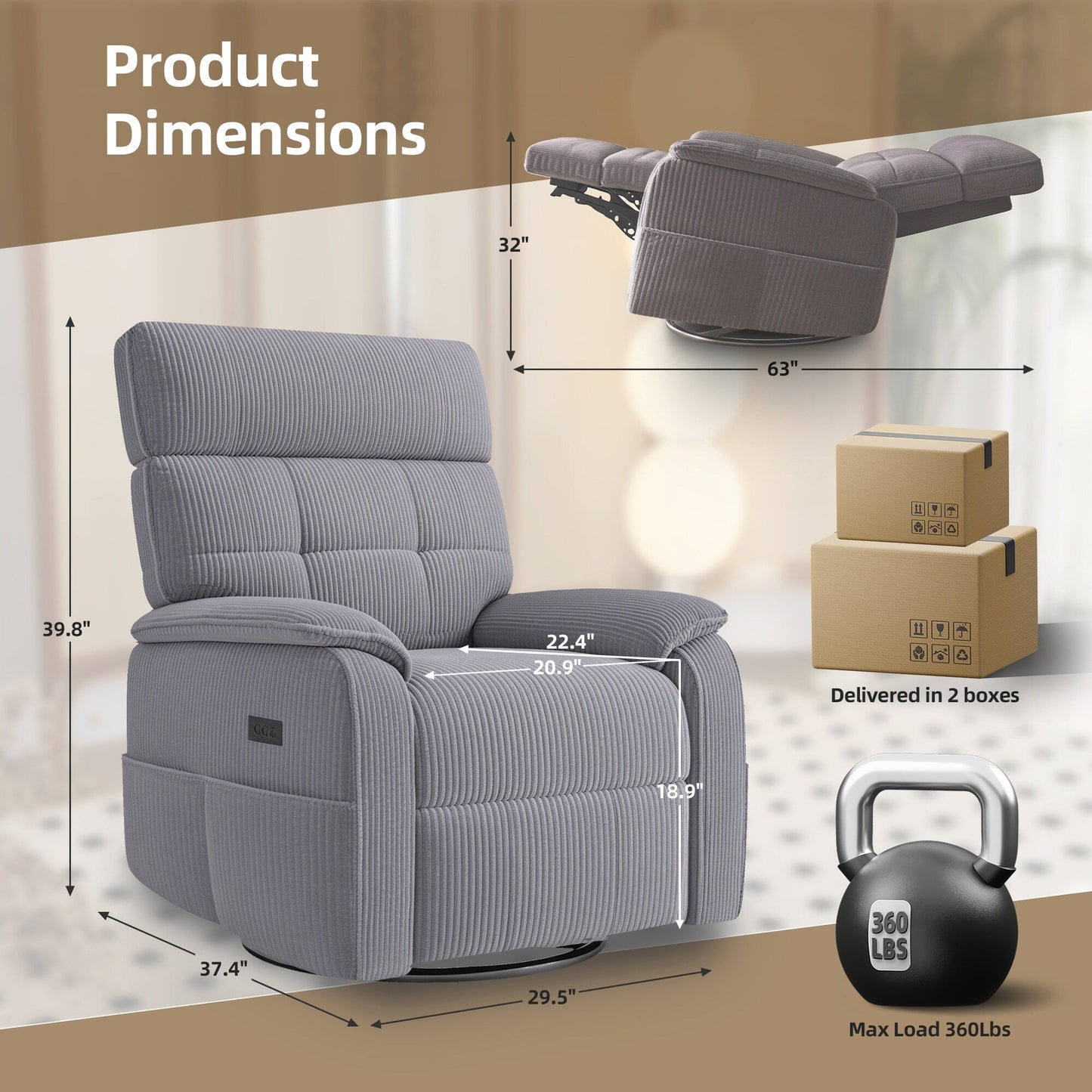 Fauteuil inclinable pivotant et électrique