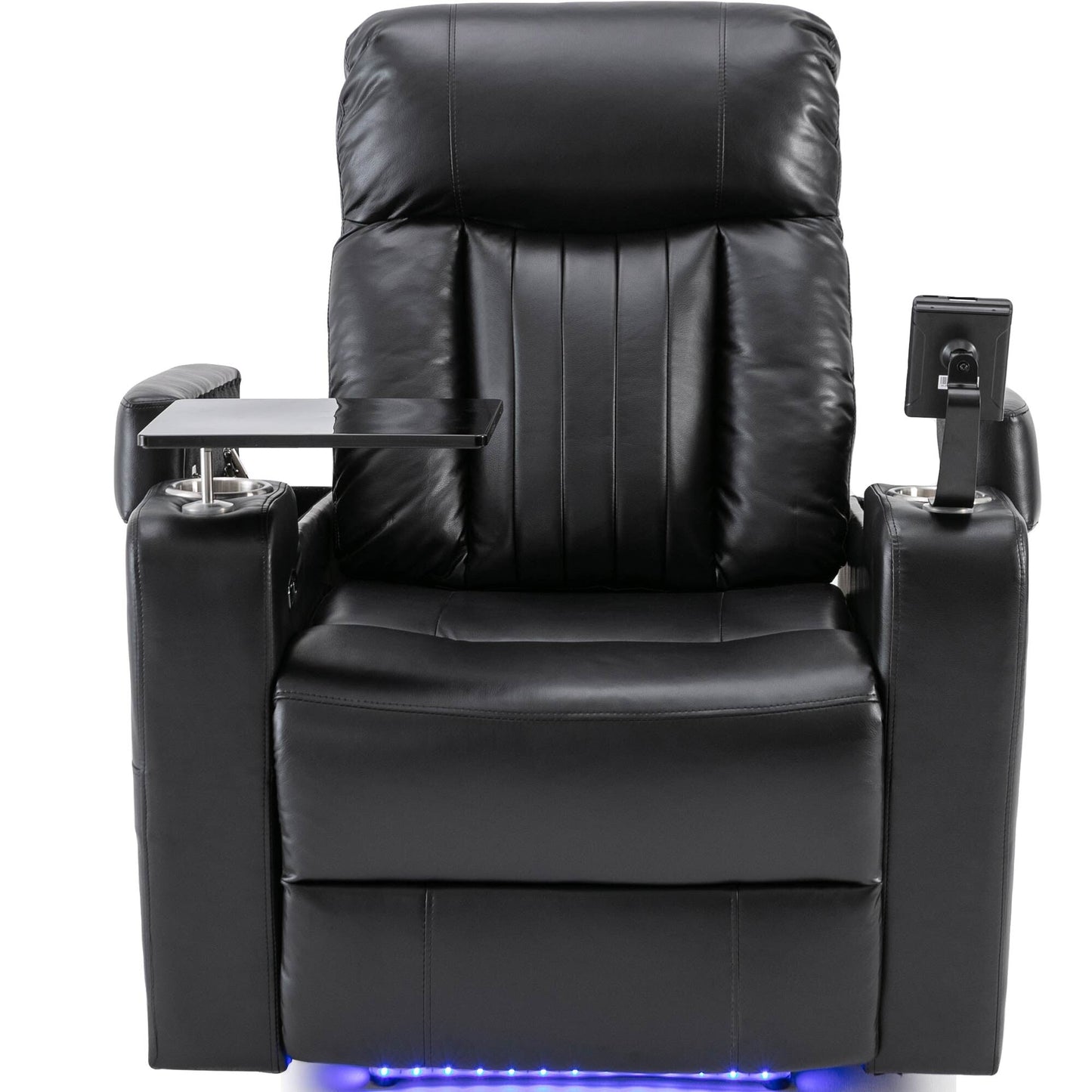 Fauteuil inclinable électrique haut de gamme avec accoudoirs de rangement, porte-gobelets, plateau pivotant et support pour téléphone portable