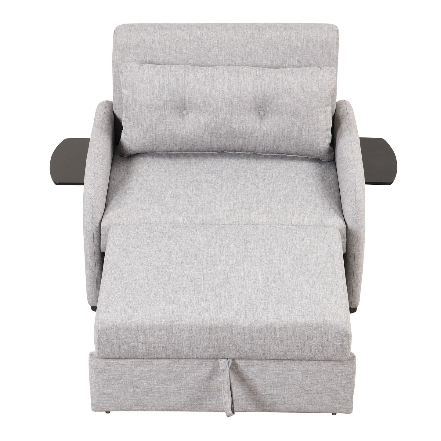 Canapé-lit gigogne 3 en 1 avec table à 2 ailes et chargeur USB pour salon et salle de loisirs