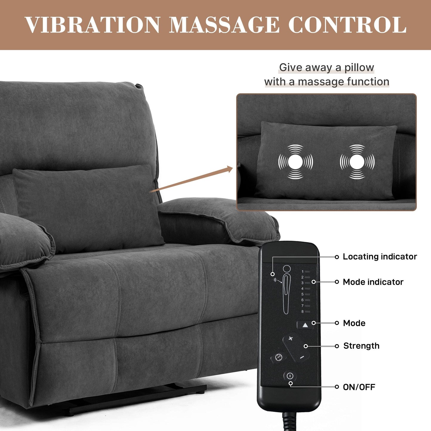 Fauteuil inclinable avec coussin de massage et siège large