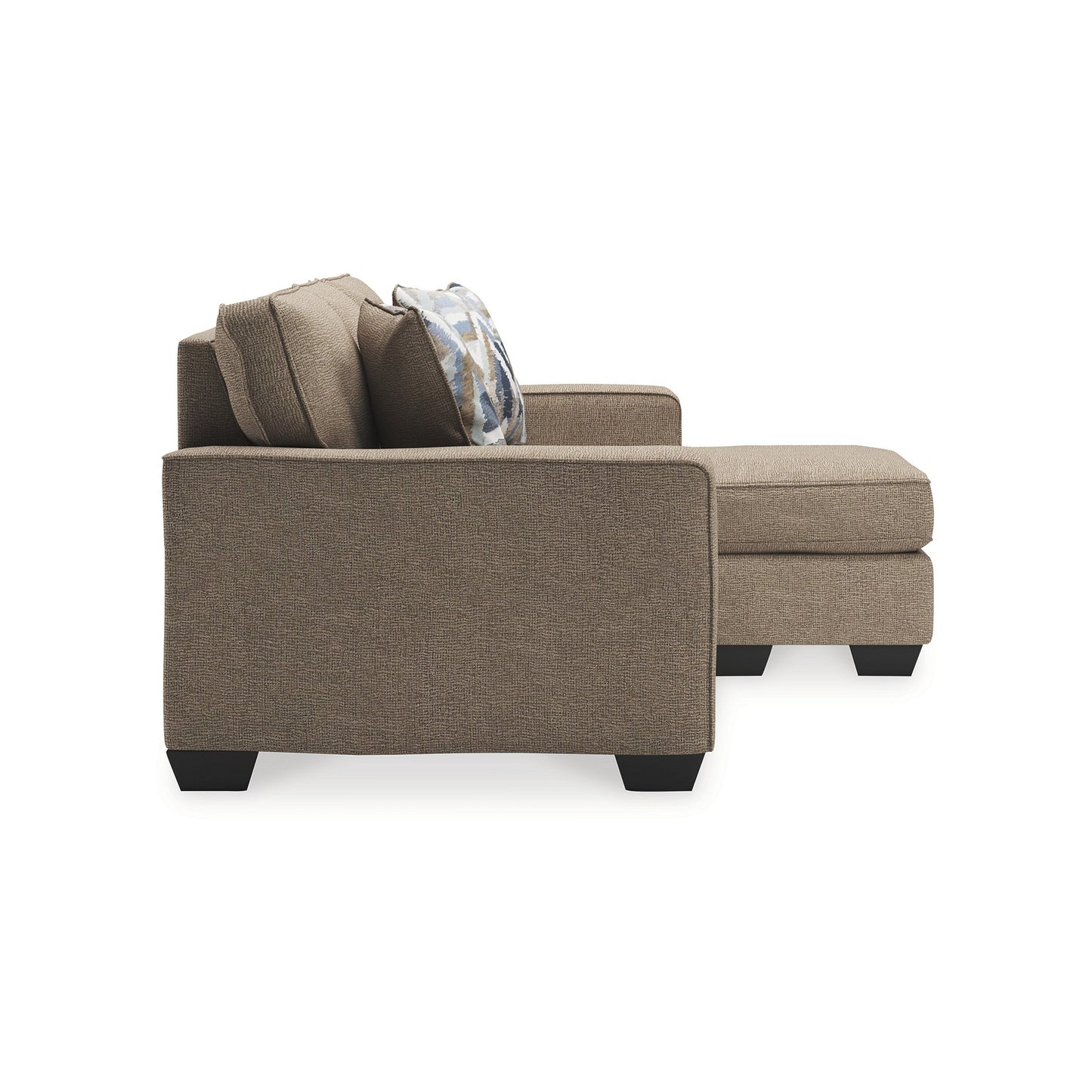 Canapé-lit Qien, 2 coussins décoratifs, polyester marron bois flotté, 216 cm