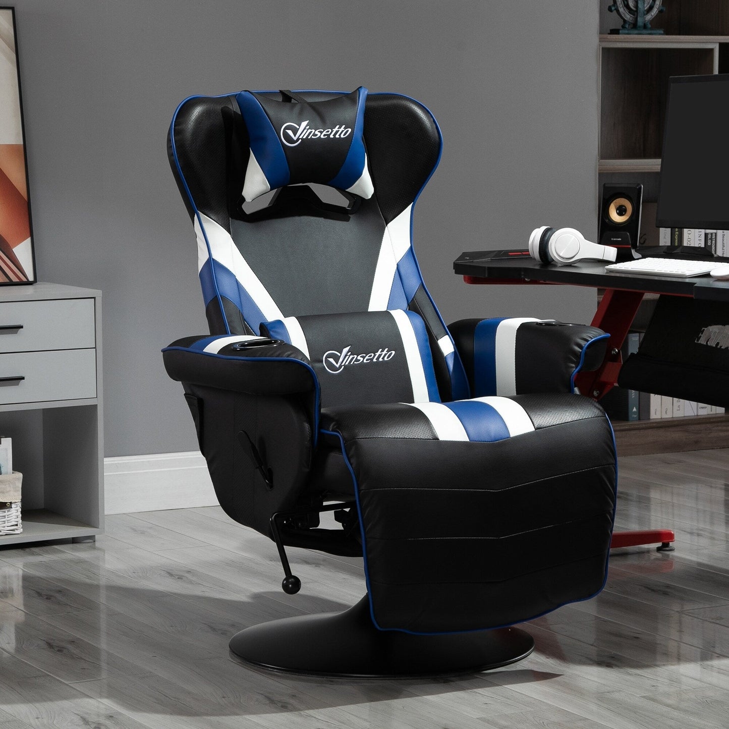 Fauteuil inclinable pour ordinateur de style course avec support lombaire