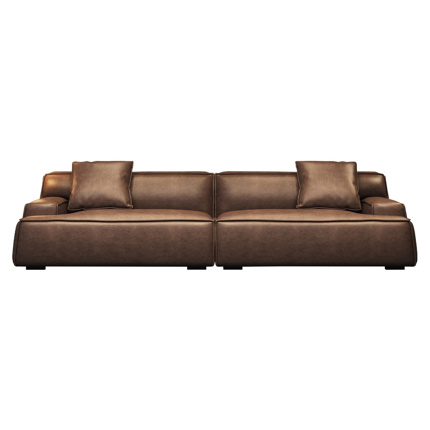Canapé rembourré en cuir avec accoudoirs encastrés pour salon - 110,2 l - 110,2 x 28,35