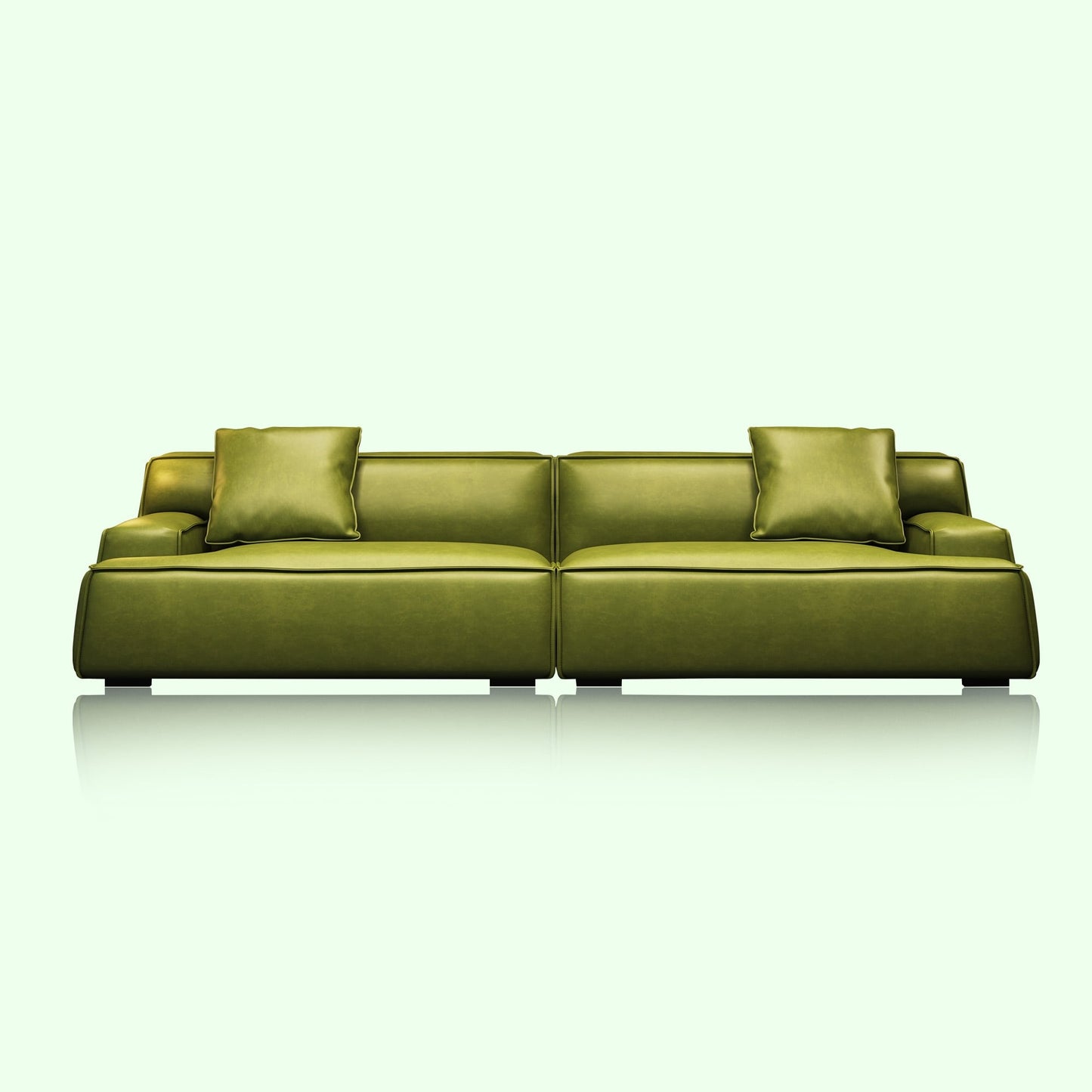 Canapé rembourré en cuir avec accoudoirs encastrés pour salon - 110,2 l - 110,2 x 28,35