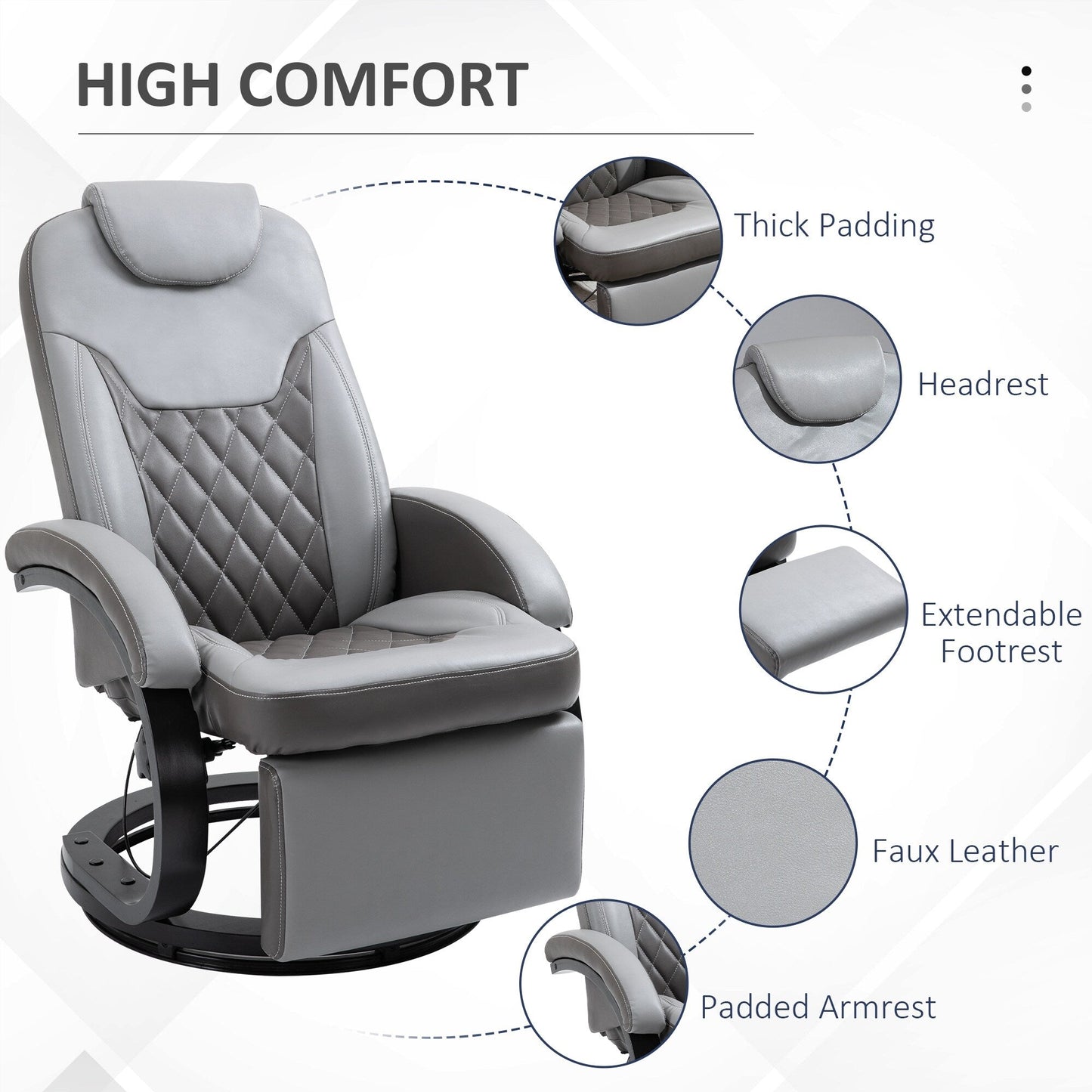 Fauteuil inclinable avec repose-pieds et appui-tête