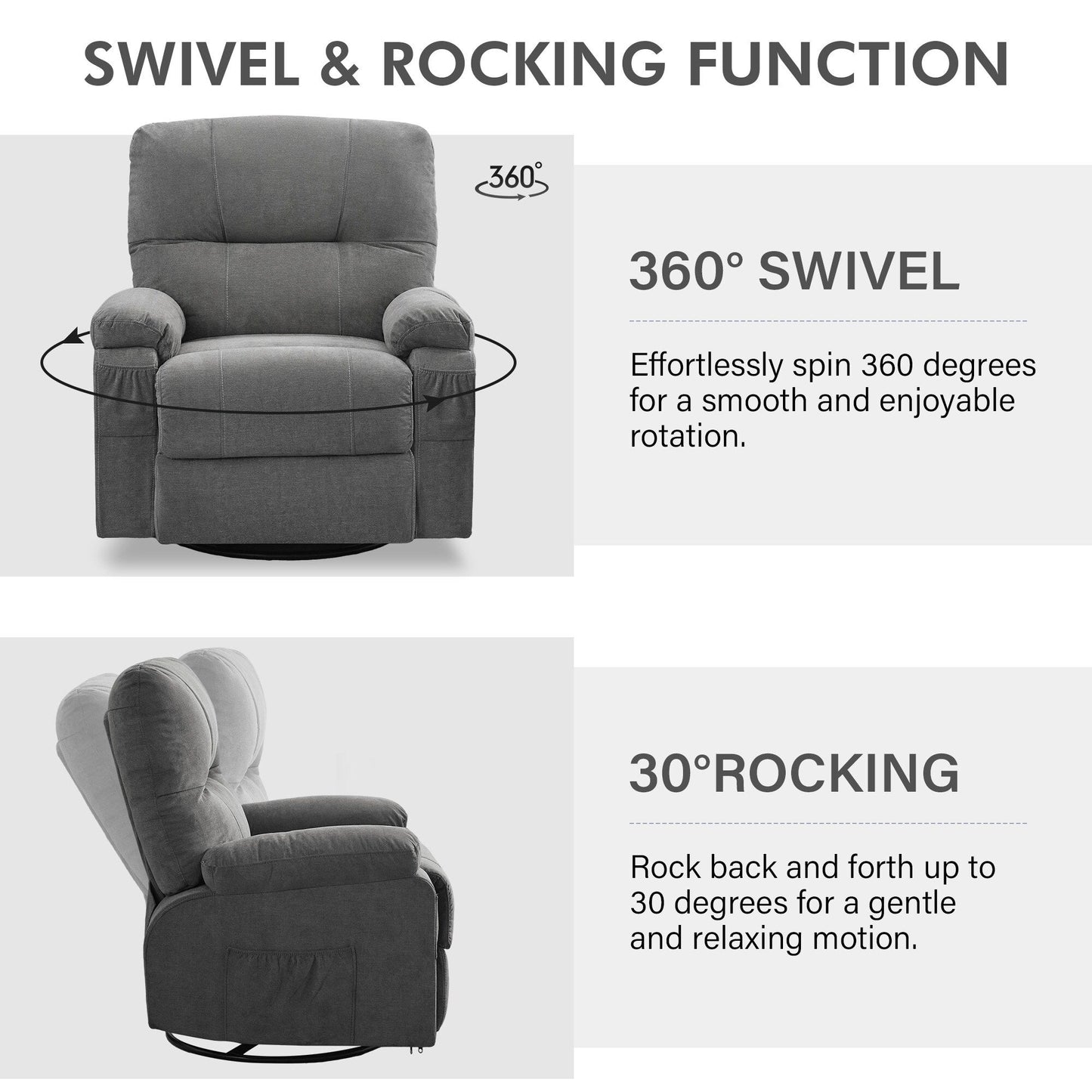 Fauteuil inclinable, fauteuil pivotant à 360 degrés