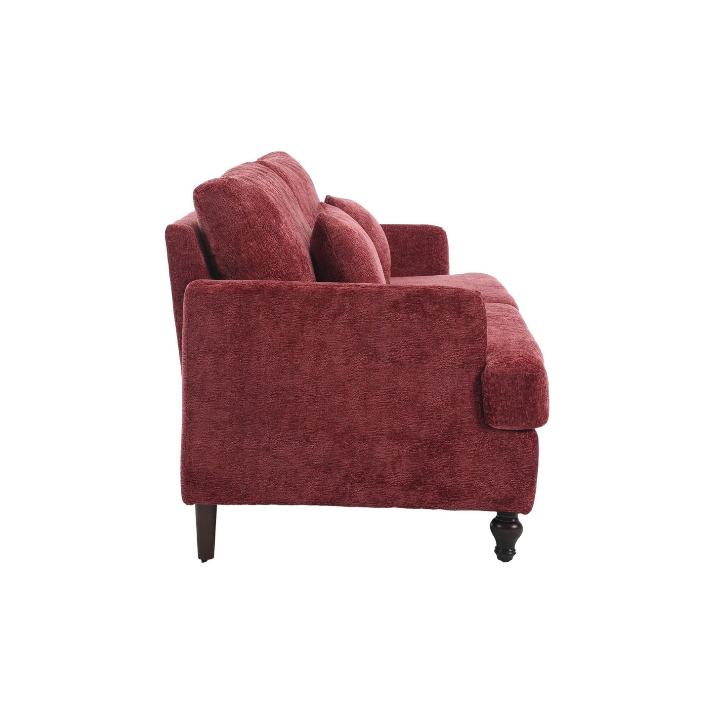 Canapé 2 places rouge en chenille de 68,9 po avec coussins amovibles