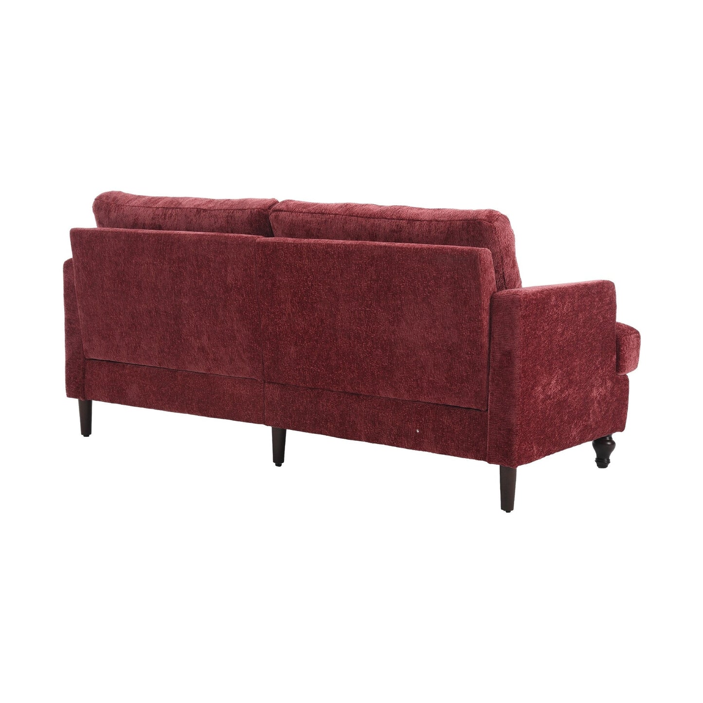 Canapé 2 places rouge en chenille de 68,9 po avec coussins amovibles