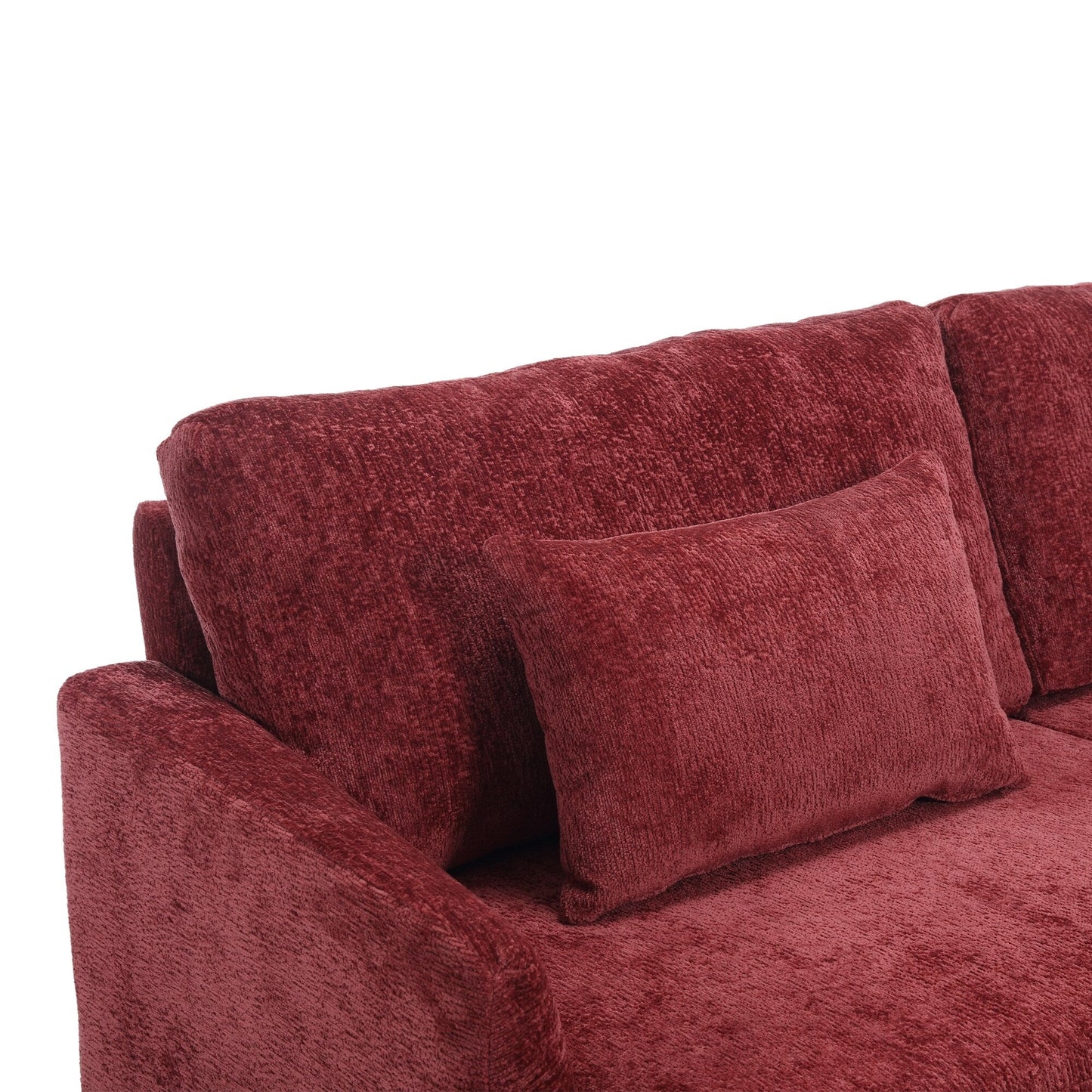 Canapé 2 places rouge en chenille de 68,9 po avec coussins amovibles