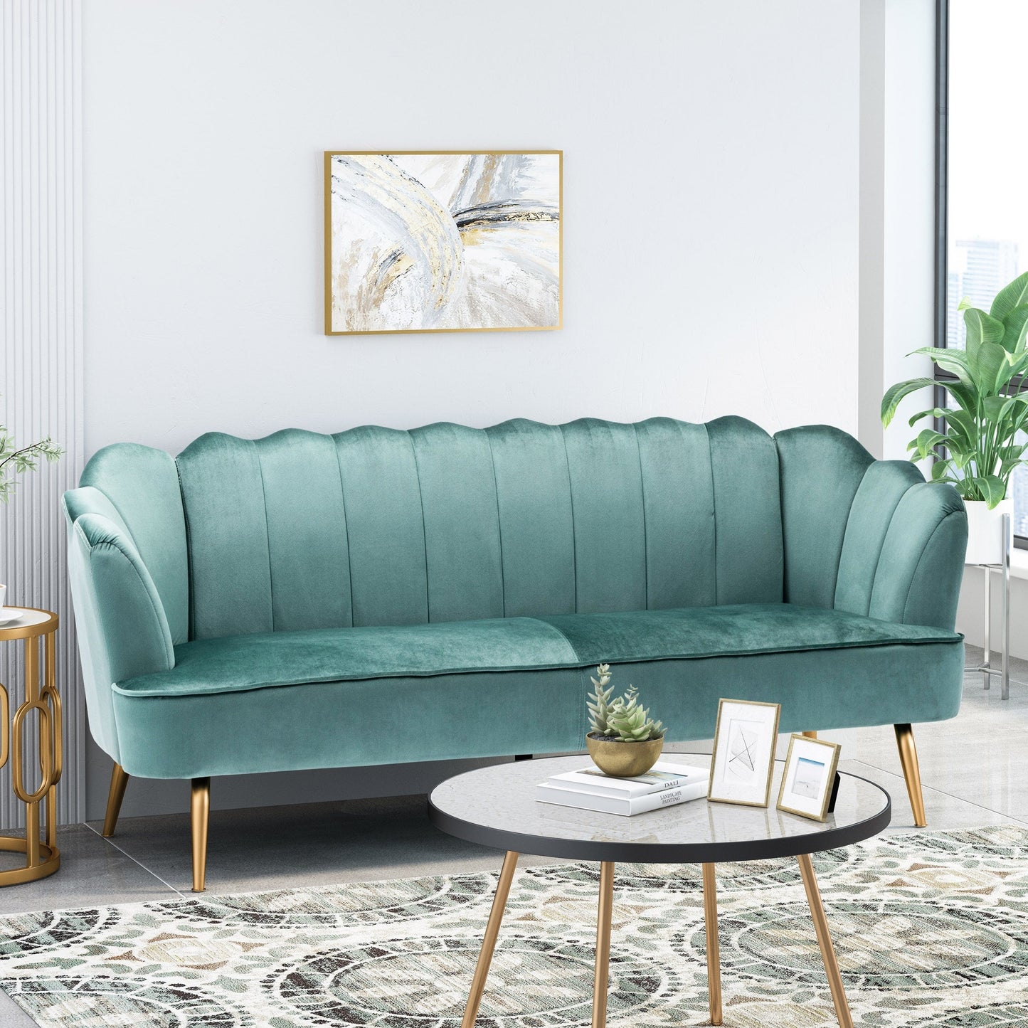 Canapé 3 places Reitz Glam en velours par Christopher Knight Home - 76,25 L x 29,25 l x 33,50 H
