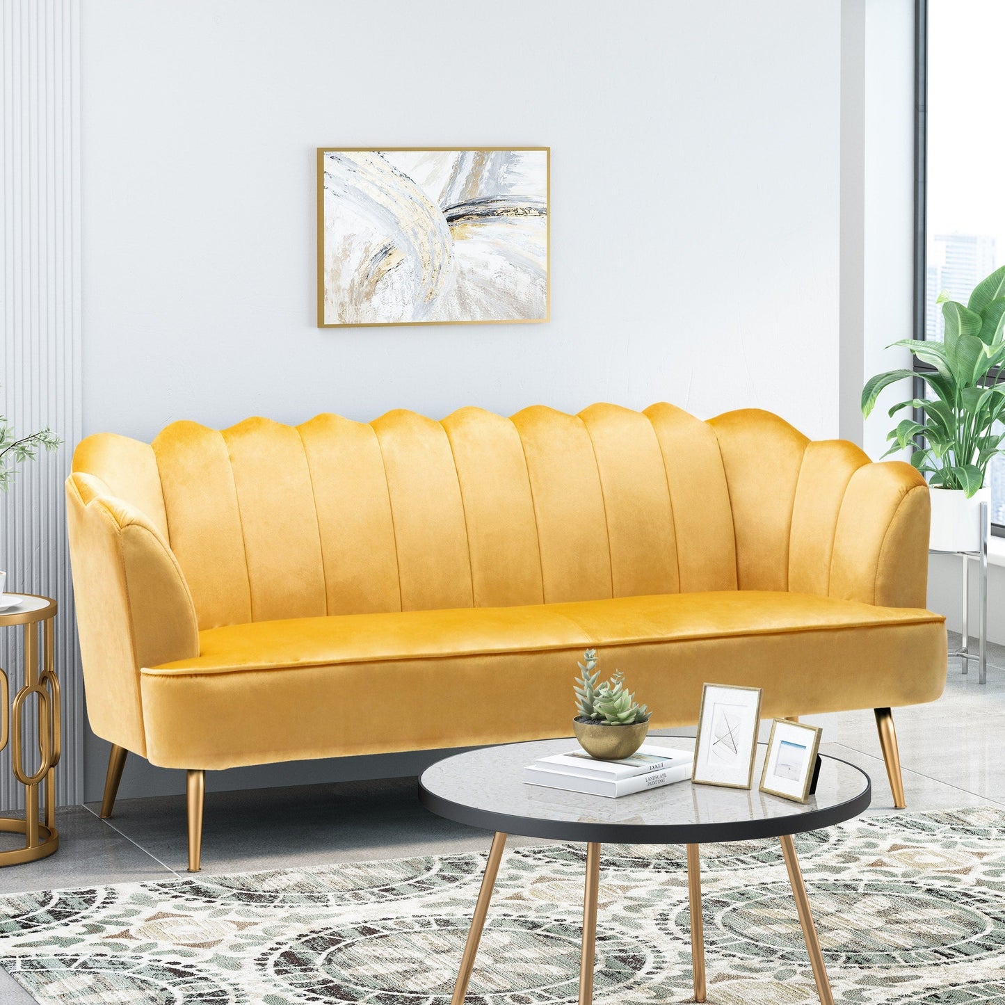Canapé 3 places Reitz Glam en velours par Christopher Knight Home - 76,25 L x 29,25 l x 33,50 H