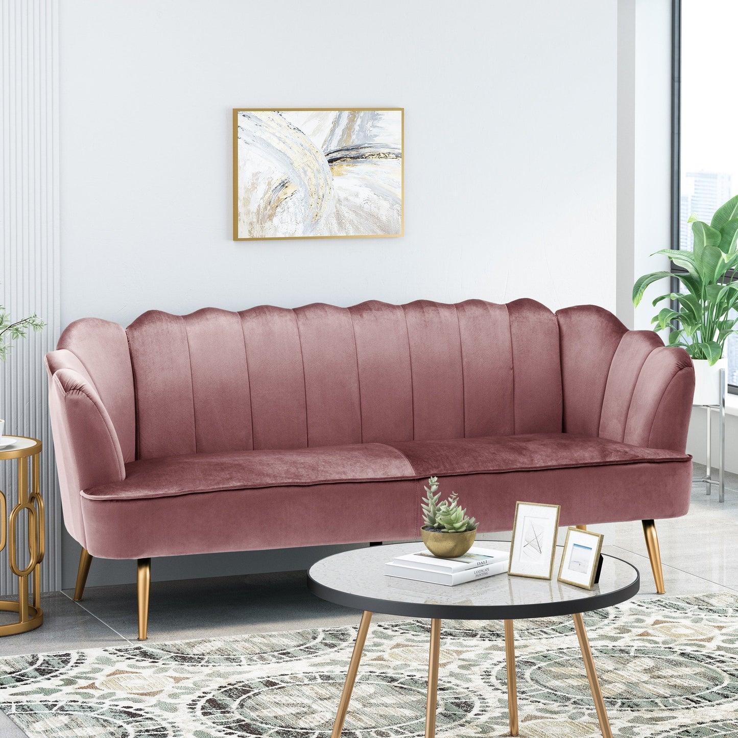 Canapé 3 places Reitz Glam en velours par Christopher Knight Home - 76,25 L x 29,25 l x 33,50 H