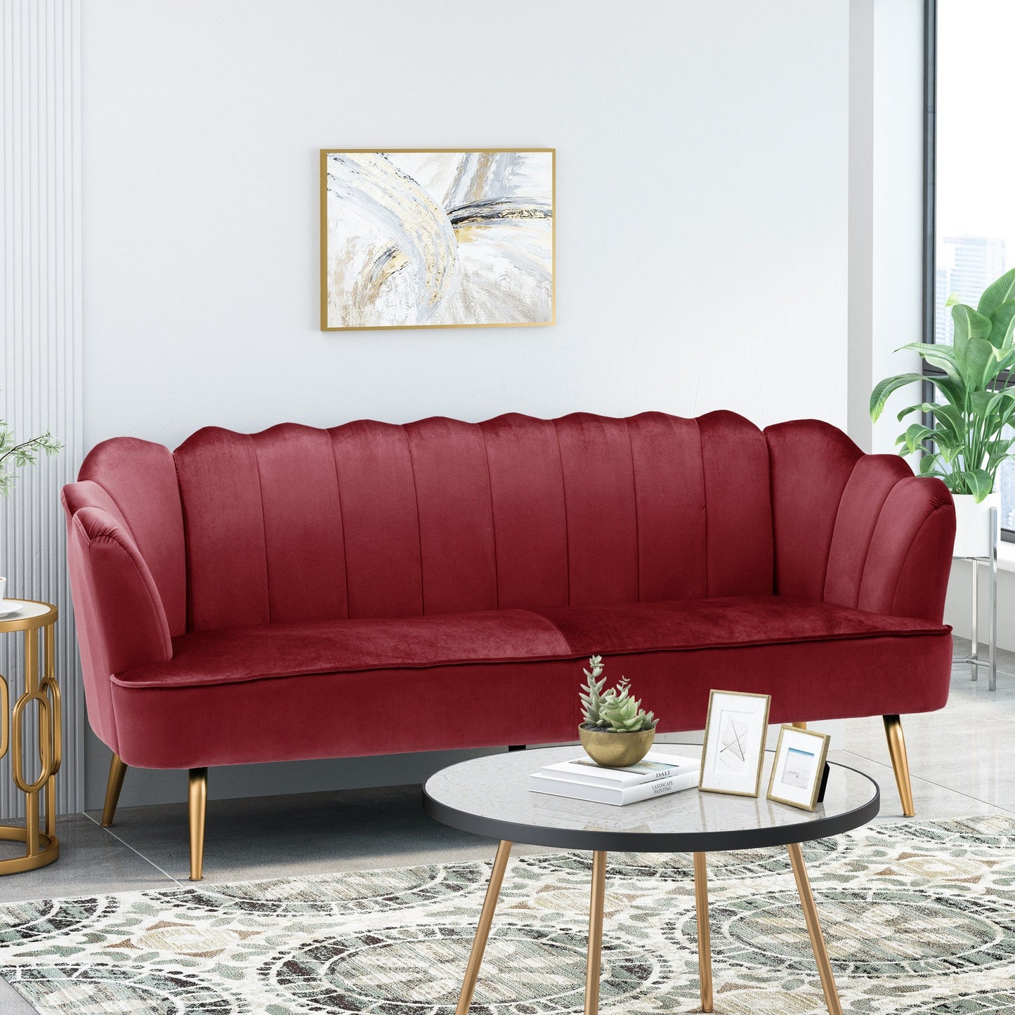 Canapé 3 places Reitz Glam en velours par Christopher Knight Home - 76,25 L x 29,25 l x 33,50 H