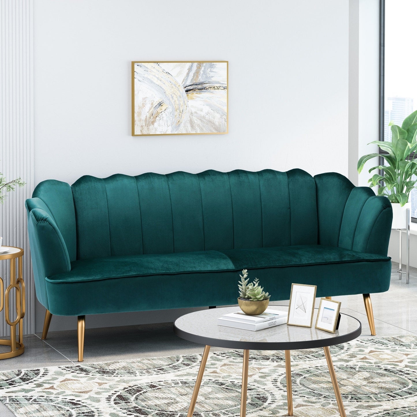 Canapé 3 places Reitz Glam en velours par Christopher Knight Home - 76,25 L x 29,25 l x 33,50 H