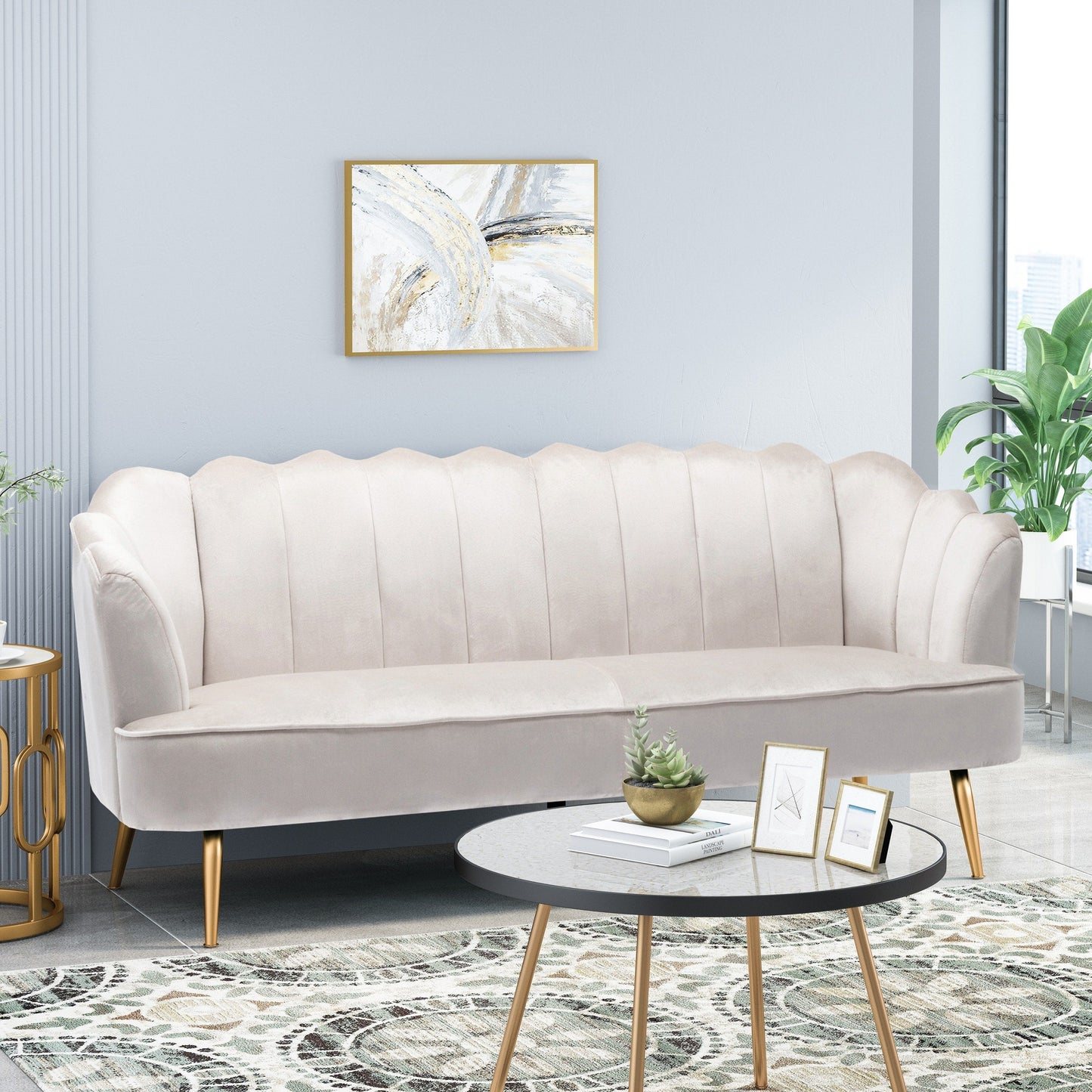 Canapé 3 places Reitz Glam en velours par Christopher Knight Home - 76,25 L x 29,25 l x 33,50 H