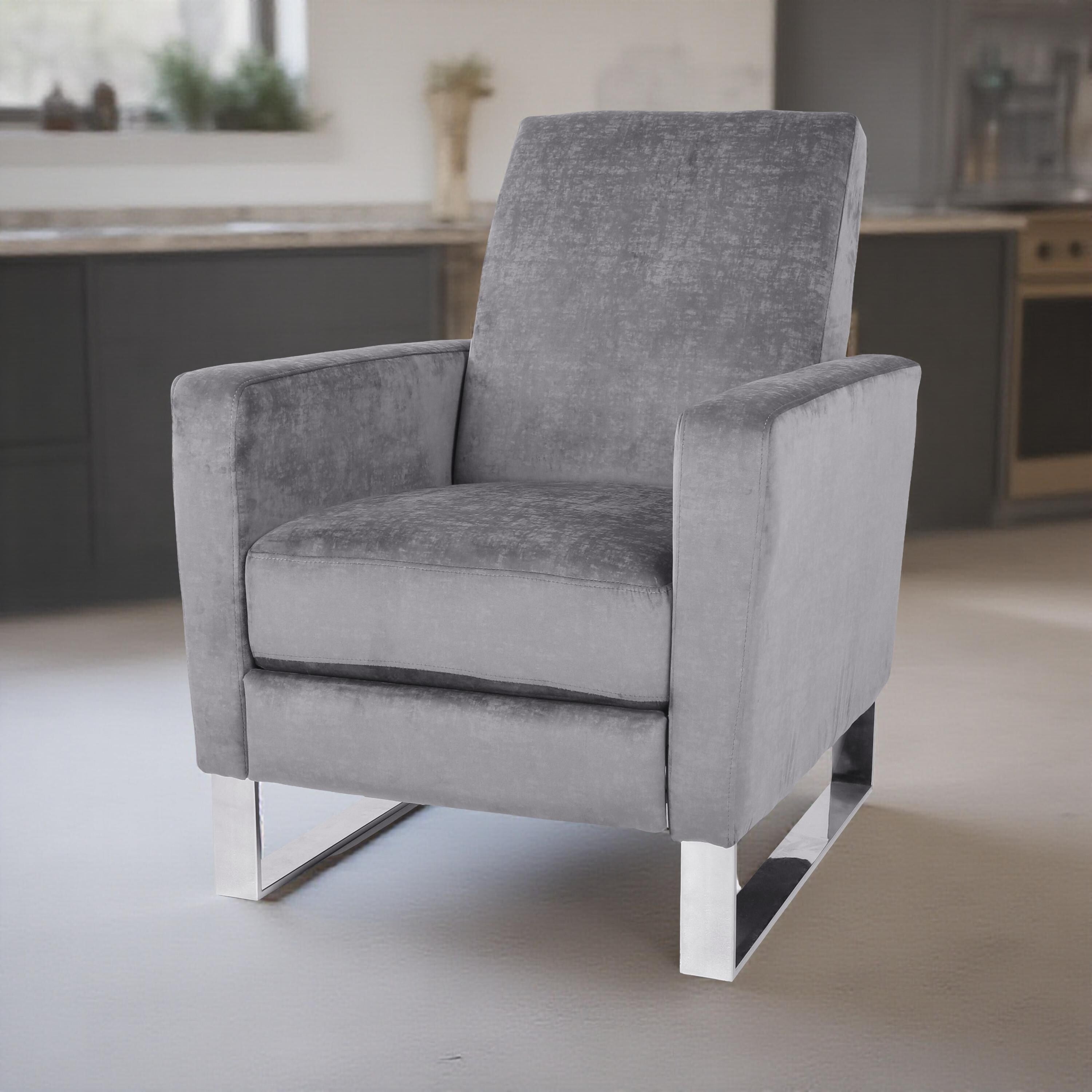Fauteuil inclinable manuel Reki Push Back, pieds en acier inoxydable, gris