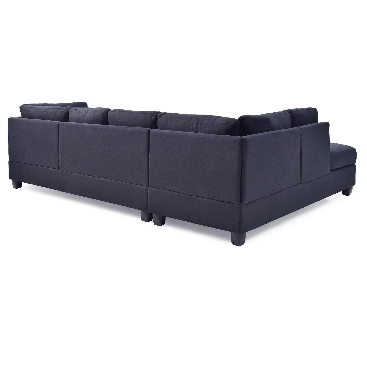 Canapé sectionnel réversible 4 places en microsuède avec coussins décoratifs - 111 - Noir