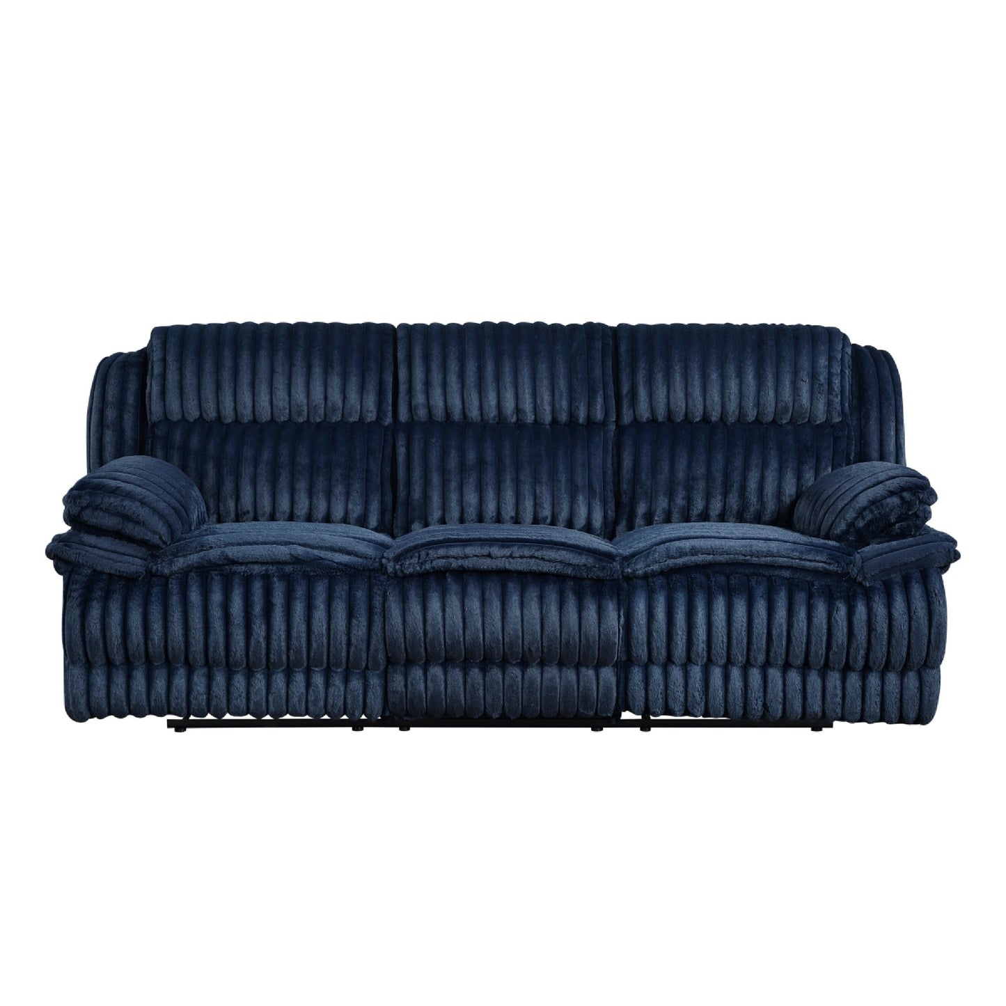 Canapé inclinable manuel double Rexy, velours côtelé bleu texturé, 95 pouces