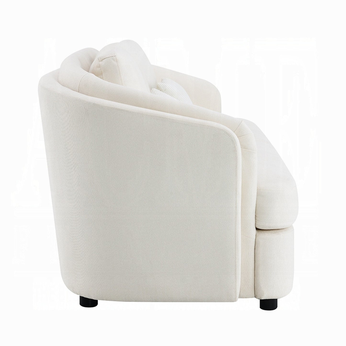 Canapé Riku, 2 coussins lombaires, 213 cm, lin beige, forme moderne